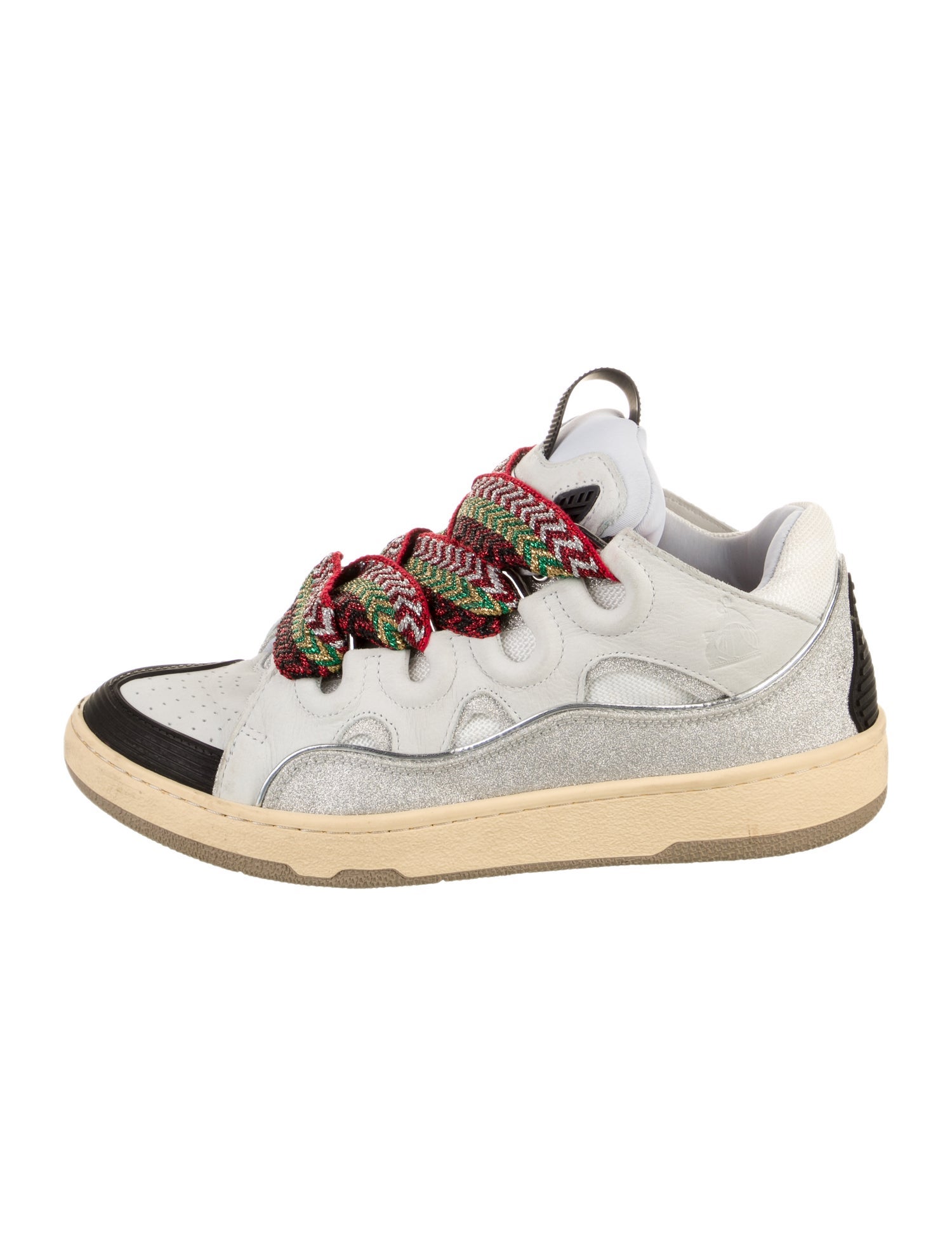 Lanvin Leather Glitter Accents Sneakers
