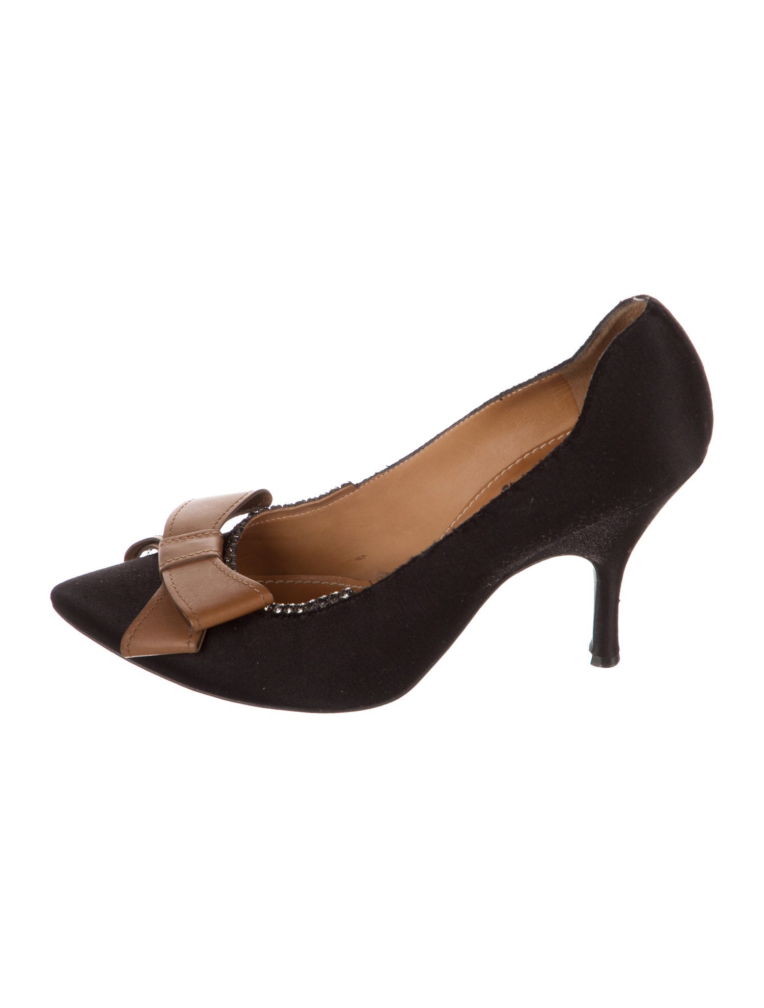 Lanvin Colorblock Pattern Bow Accents Pumps