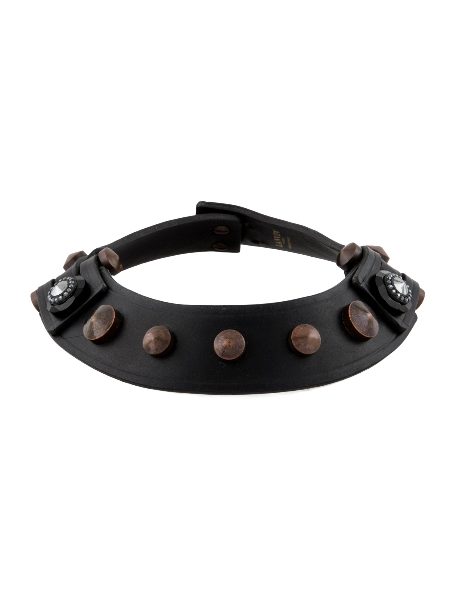 Lanvin Leather & Crystal Punk Choker Necklace
