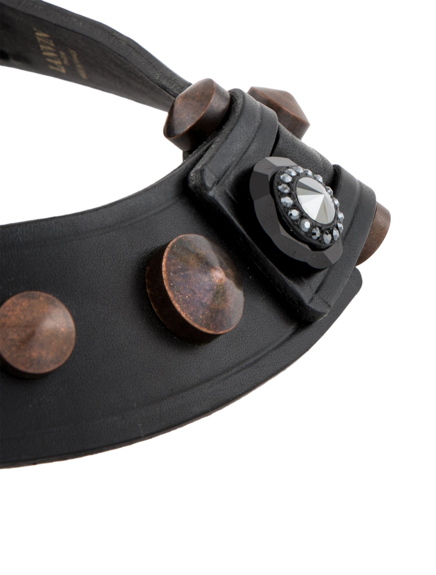 Lanvin Leather & Crystal Punk Choker Necklace