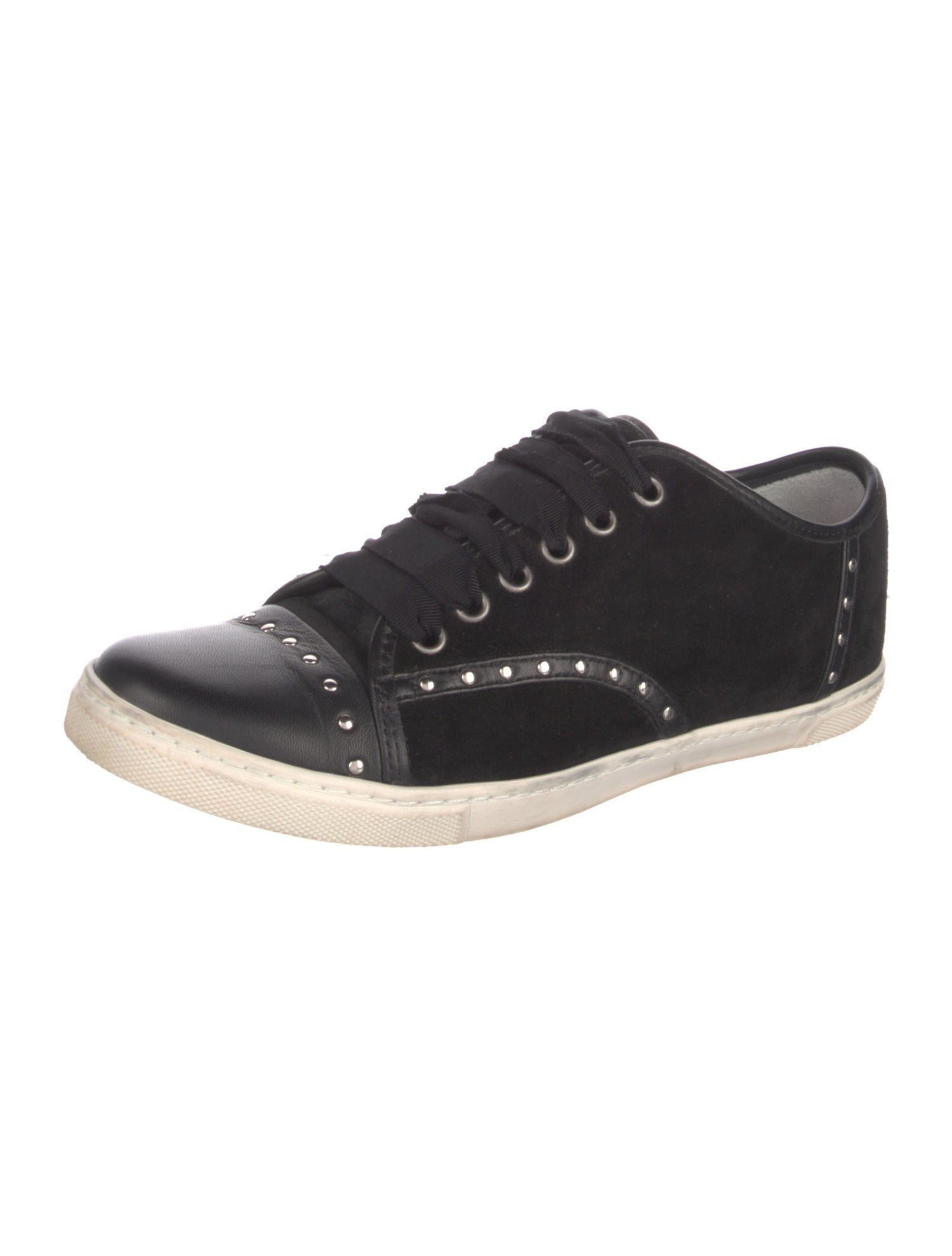 Lanvin Suede Studded Accents Sneakers
