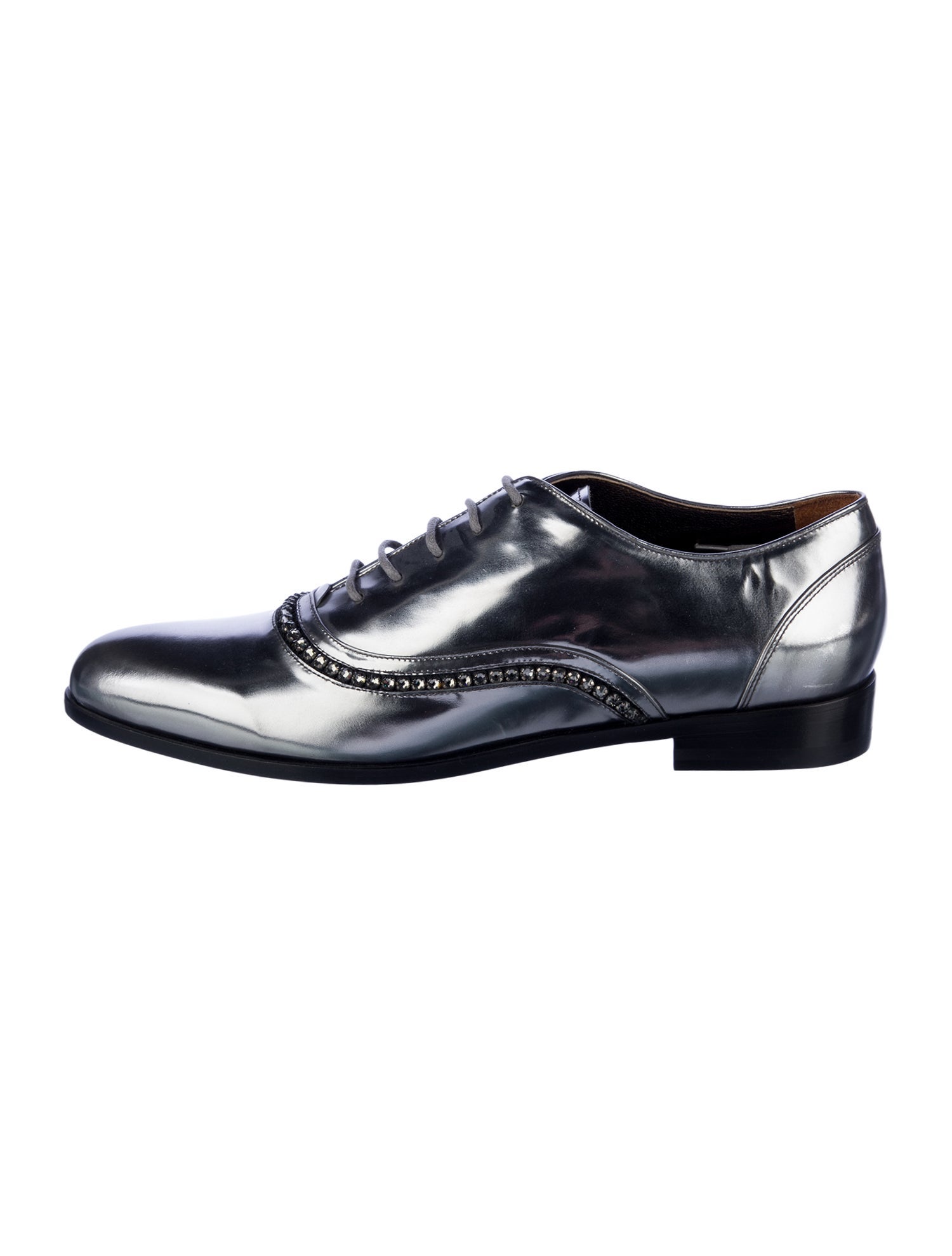 Lanvin Patent Leather Crystal Embellishments Oxfords
