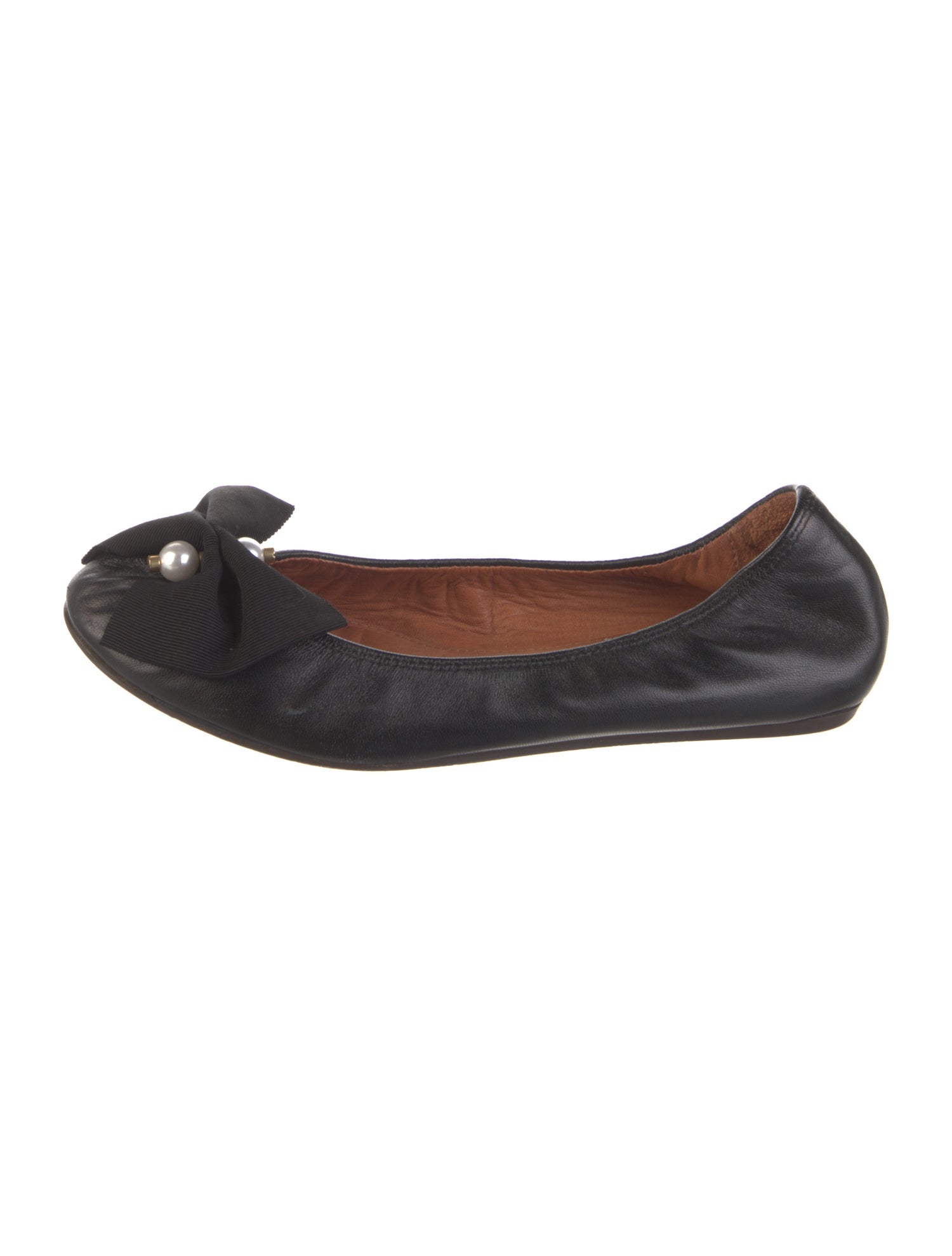 Lanvin Leather Grosgrain Trim Ballet Flats