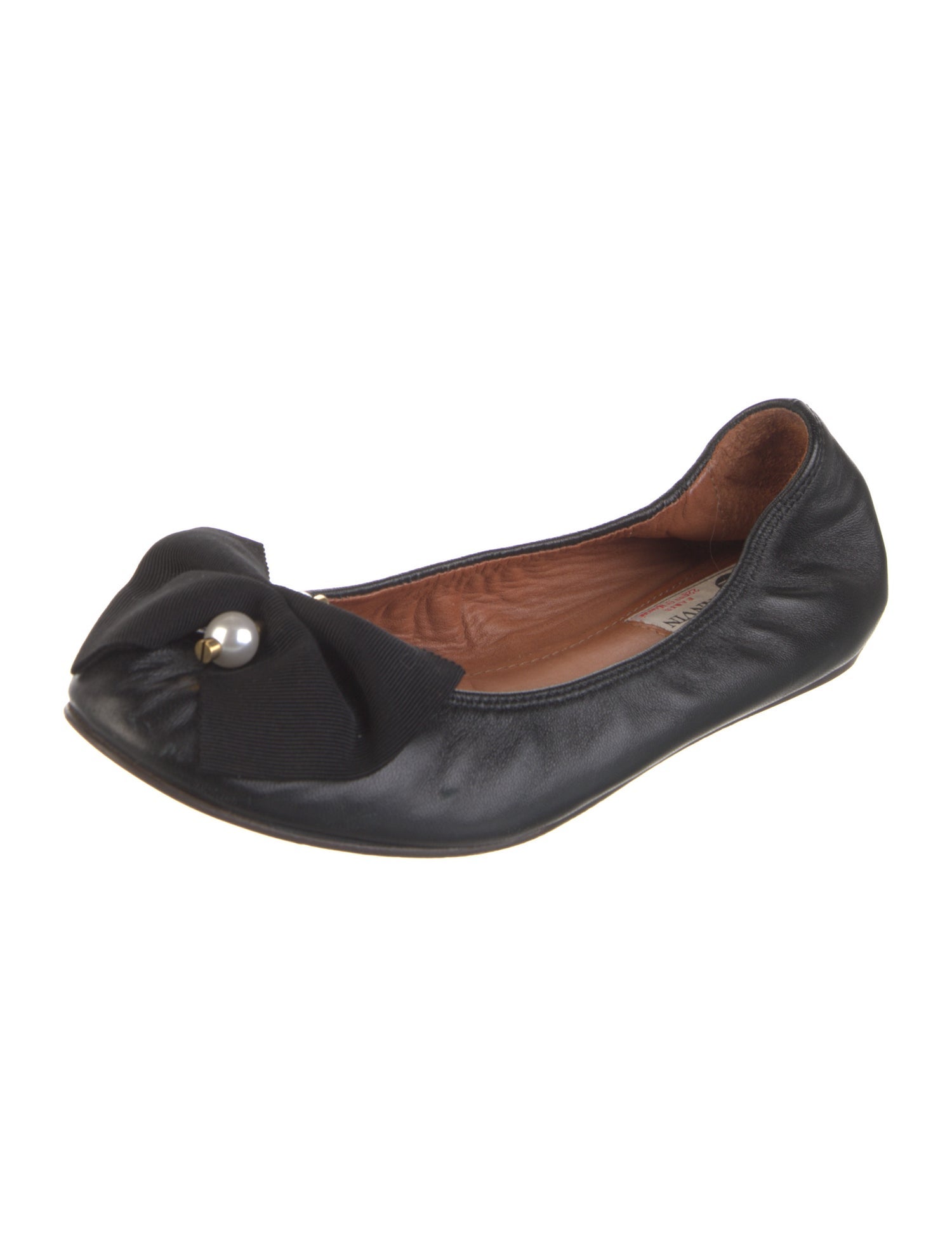 Lanvin Leather Grosgrain Trim Ballet Flats
