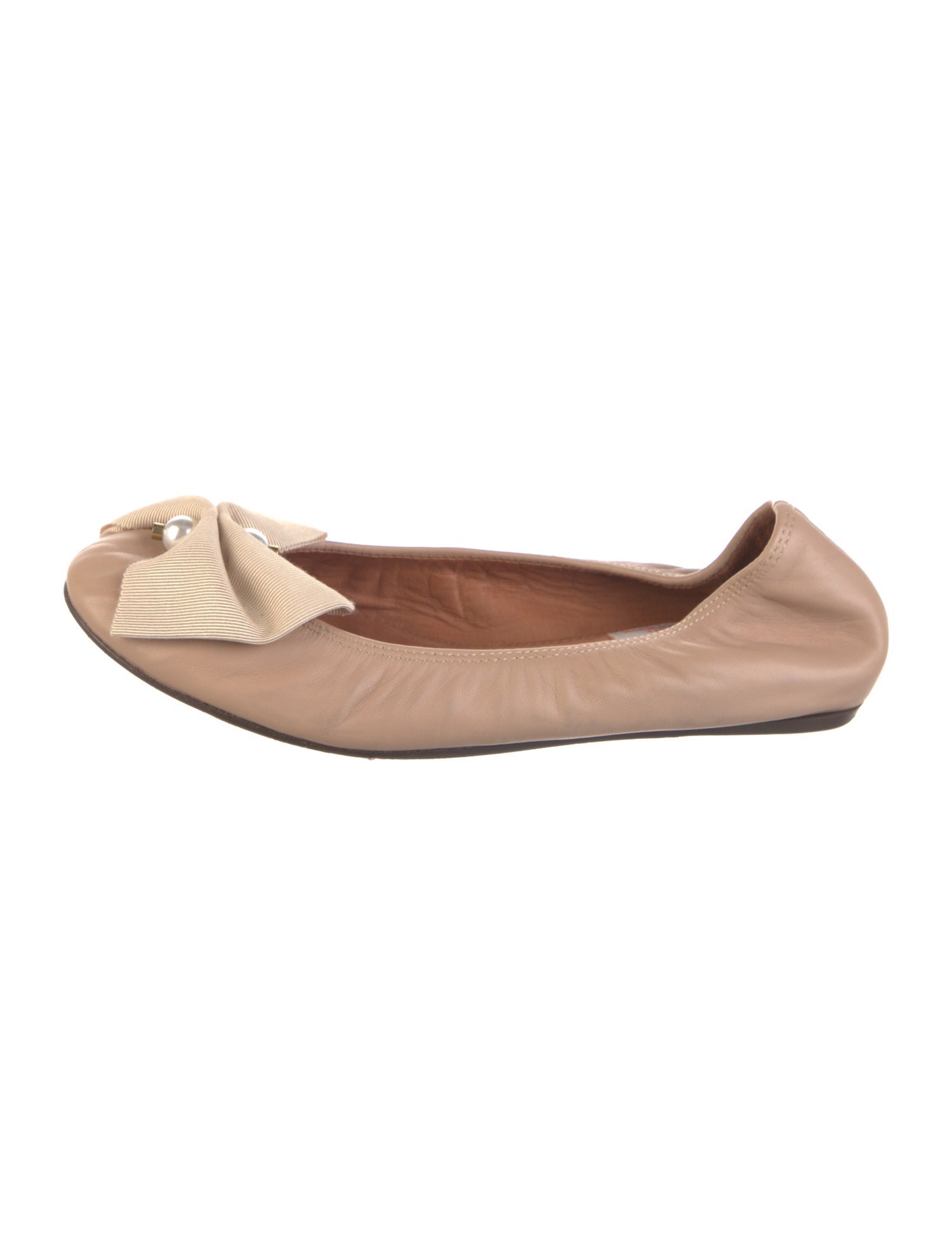 Lanvin Faux Pearl Accents Leather Ballet Flats
