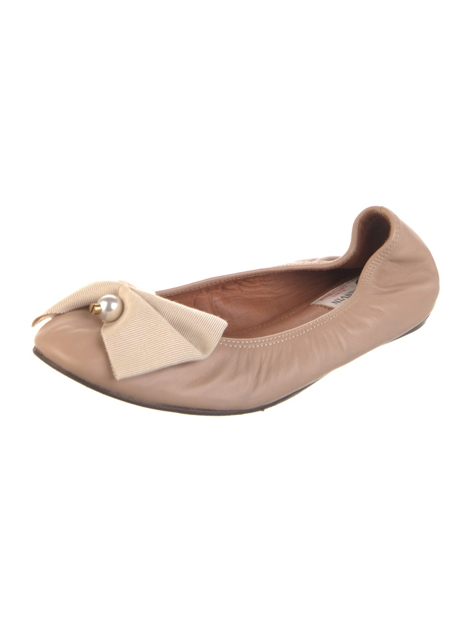 Lanvin Faux Pearl Accents Leather Ballet Flats