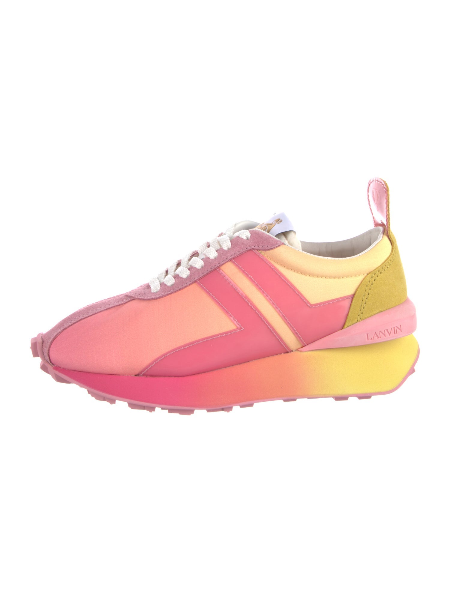 Lanvin Nylon Colorblock Pattern Sneakers w/ Tags