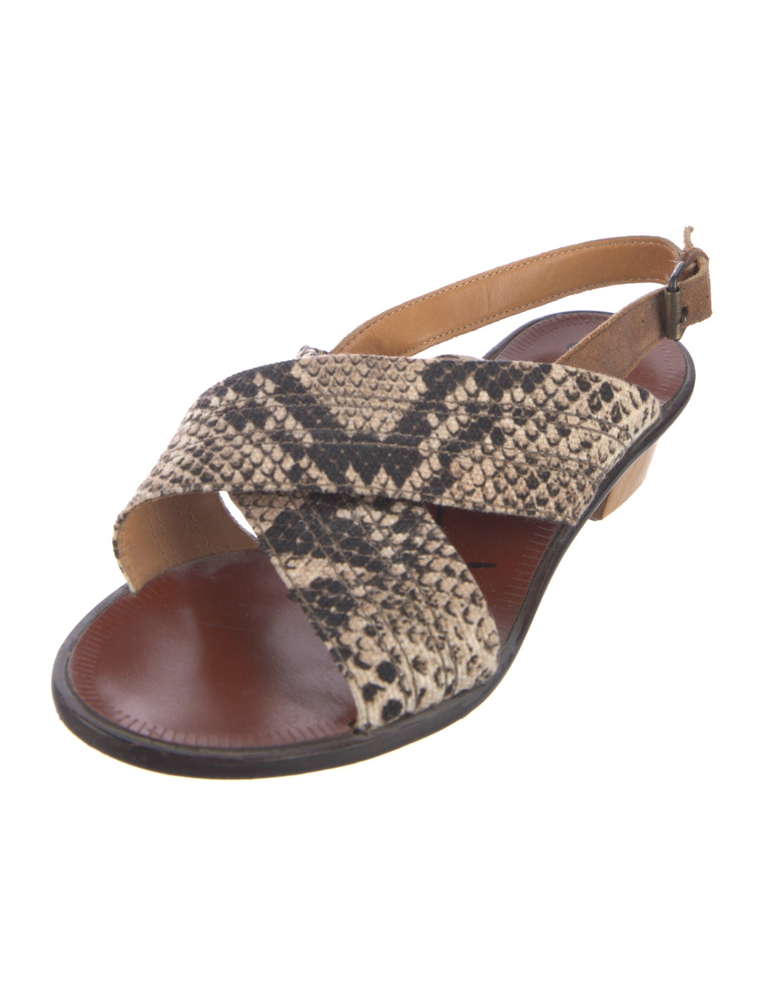 Lanvin Leather Animal Print Slingback Sandals