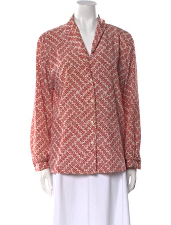 Lanvin Printed Long Sleeve Button-Up Top