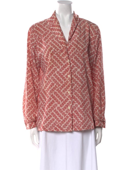 Lanvin Printed Long Sleeve Button-Up Top