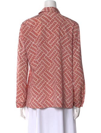 Lanvin Printed Long Sleeve Button-Up Top