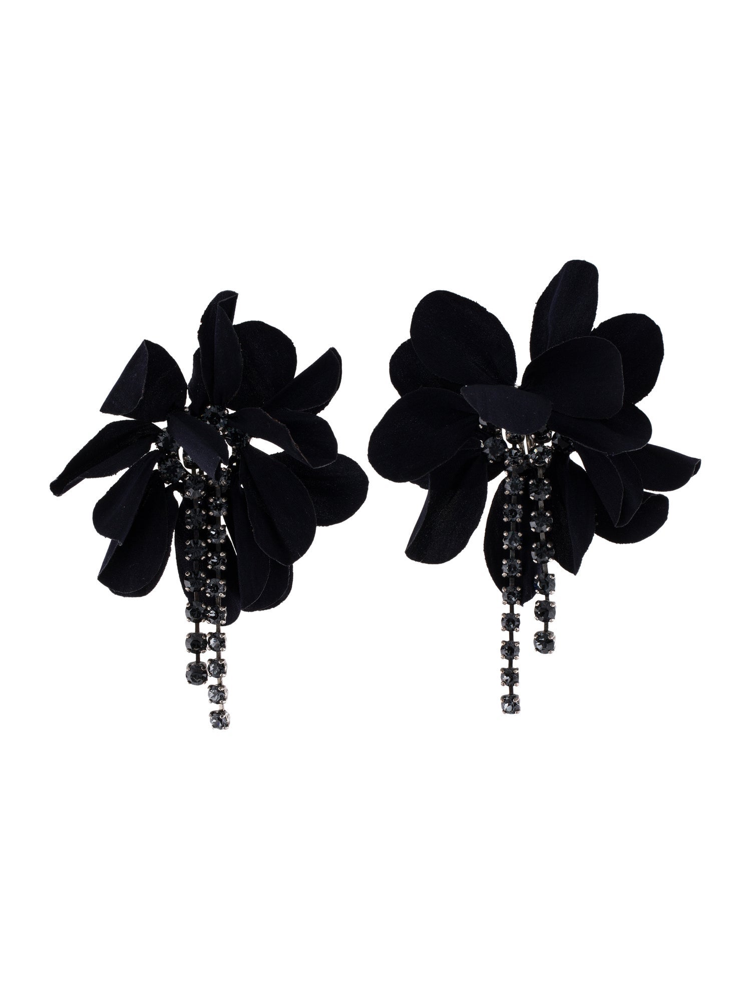 Lanvin Crystal Floral Clip-On Earrings