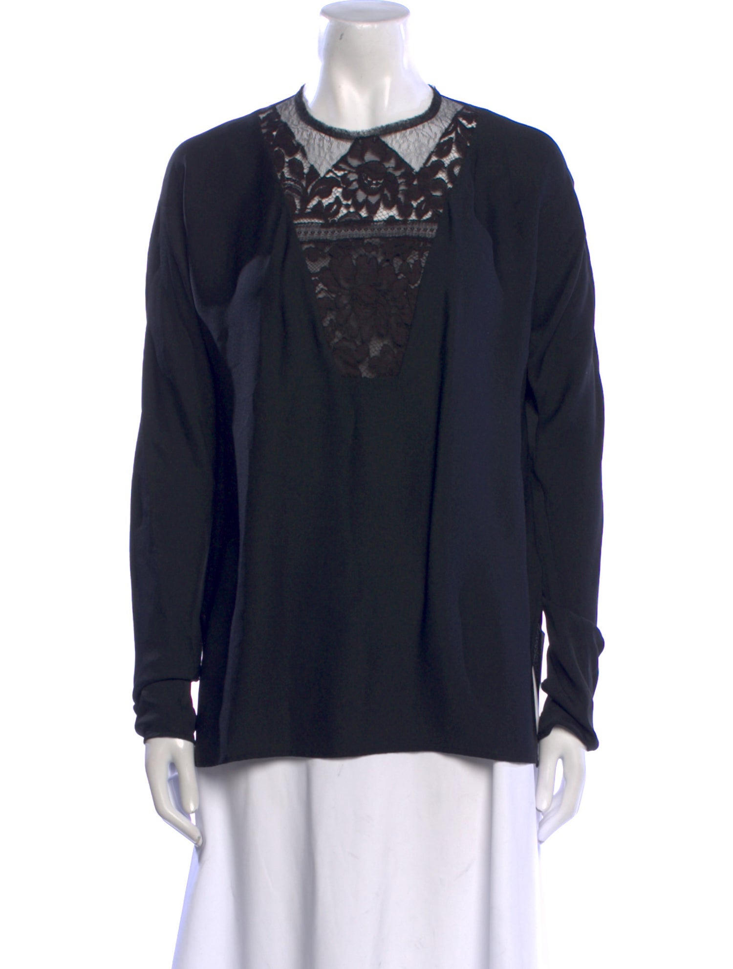 Lanvin Crew Neck Long Sleeve Blouse
