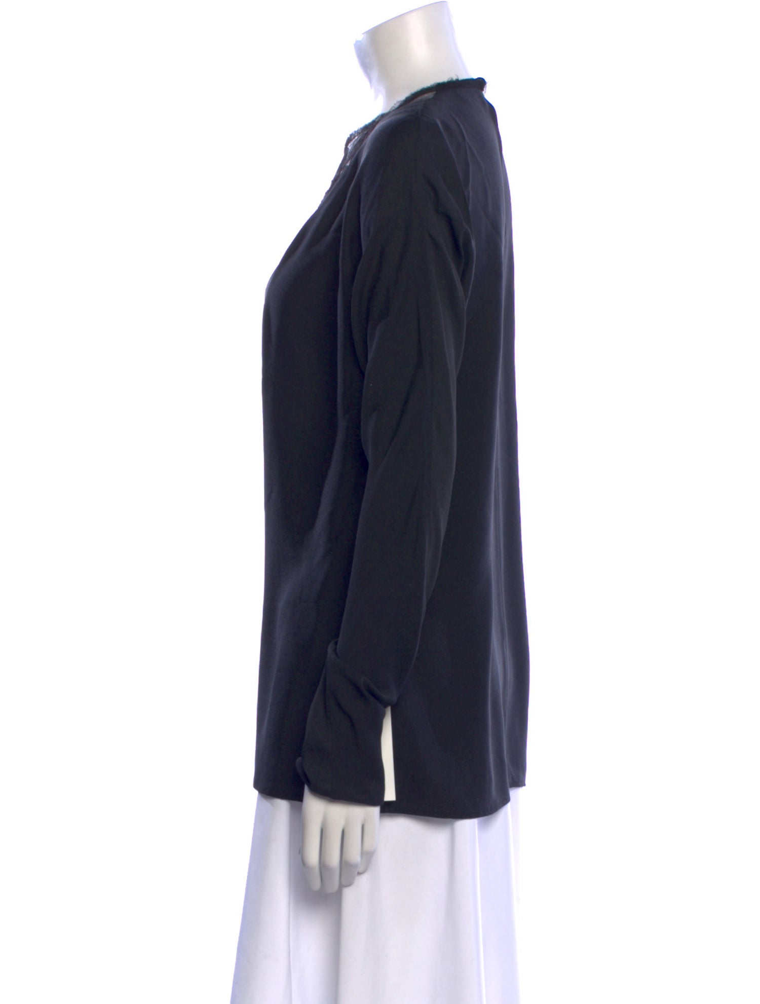 Lanvin Crew Neck Long Sleeve Blouse
