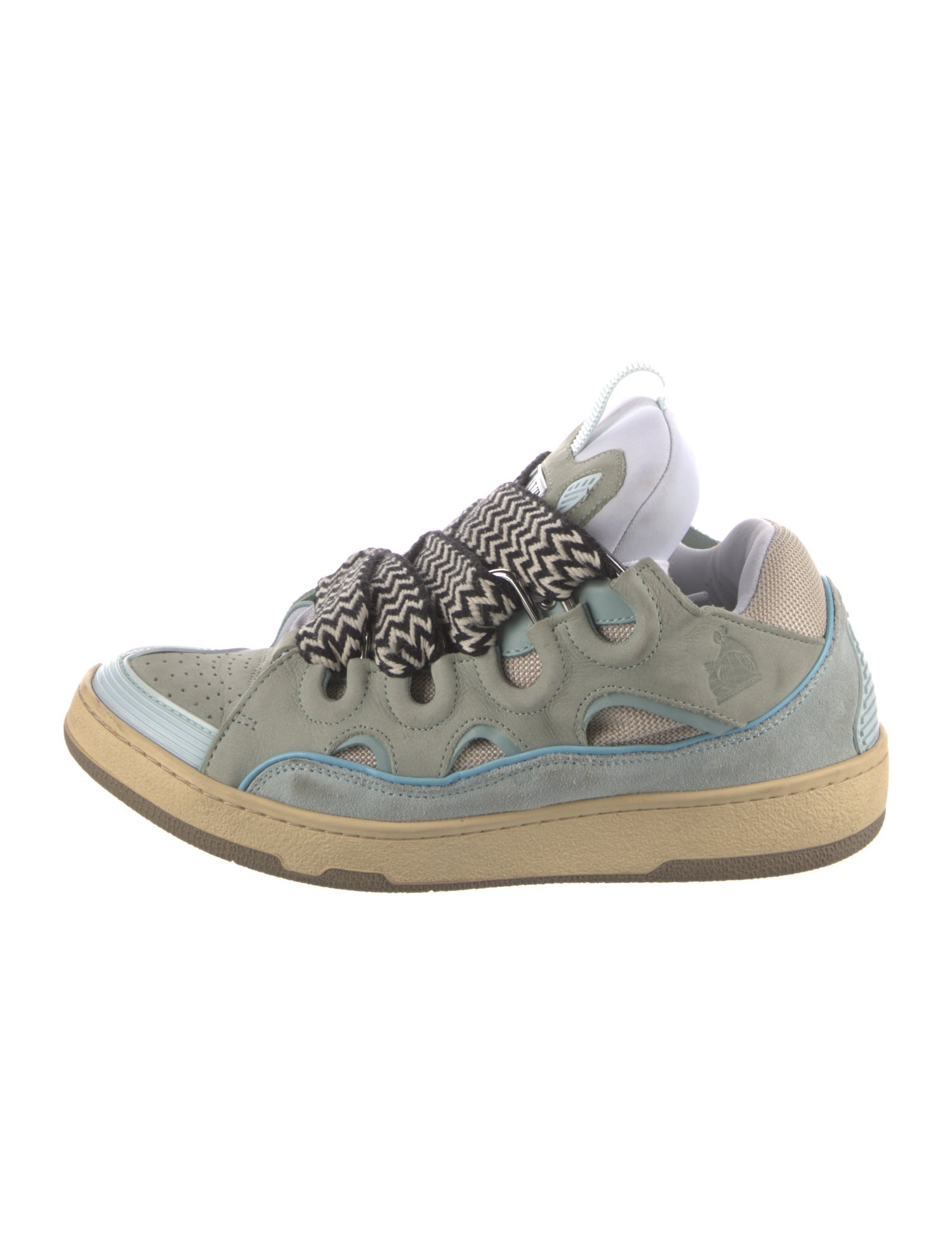 Lanvin Suede Colorblock Pattern Sneakers