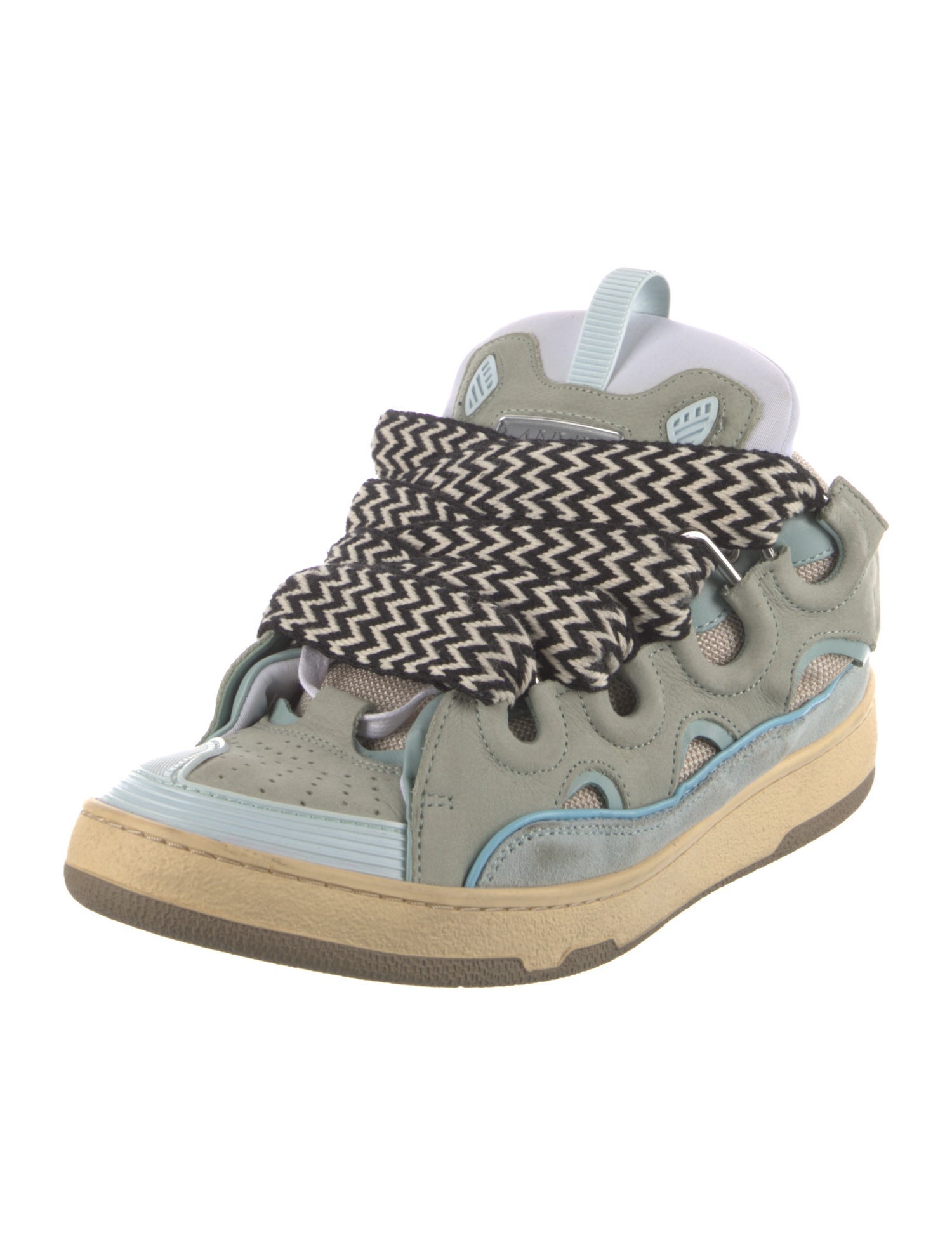 Lanvin Suede Colorblock Pattern Sneakers