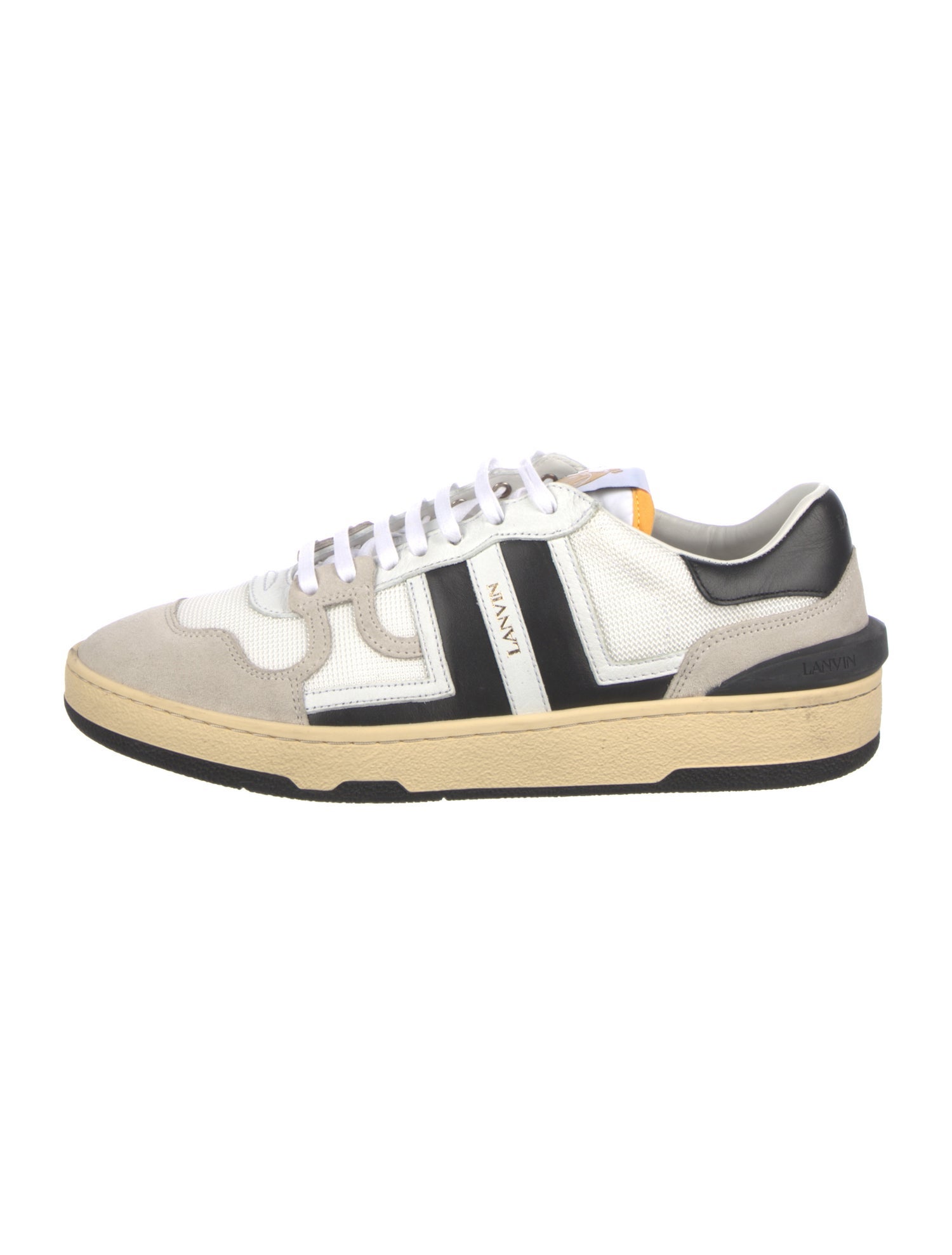 Lanvin Suede Colorblock Pattern Sneakers