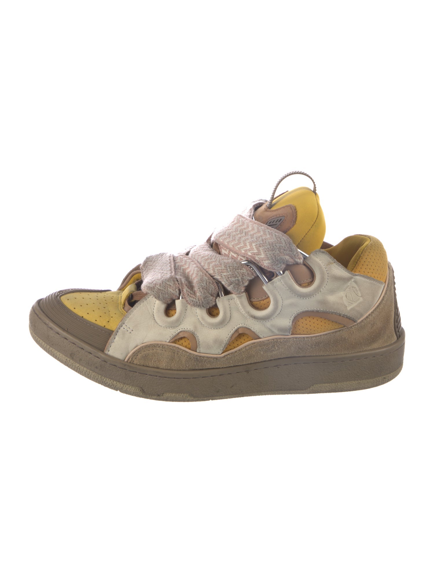 Lanvin Suede Colorblock Pattern Sneakers