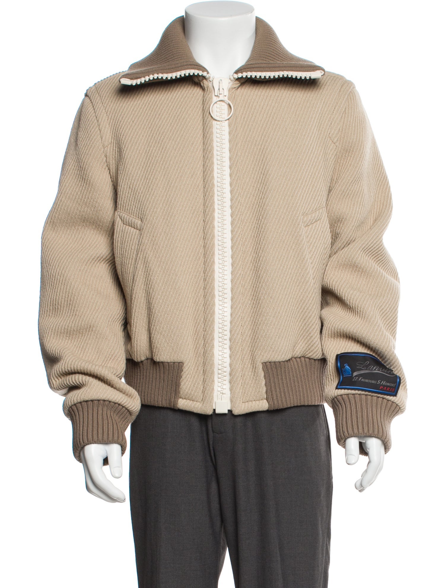 Lanvin Virgin Wool Colorblock Pattern Bomber Jacket