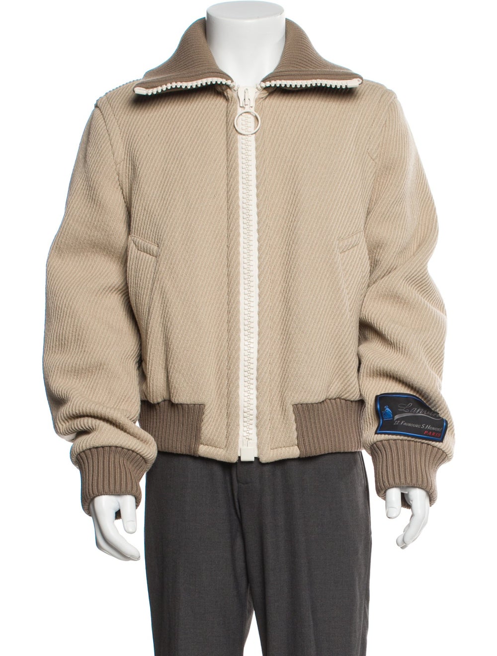 Lanvin Virgin Wool Colorblock Pattern Bomber Jack… - image 1