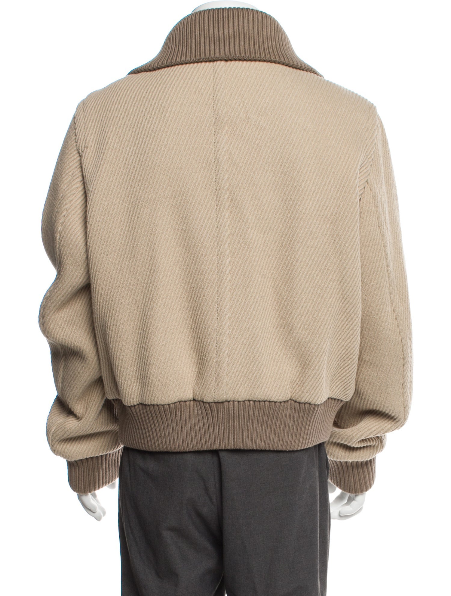 Virgin Wool Colorblock Pattern Bomber Jacket