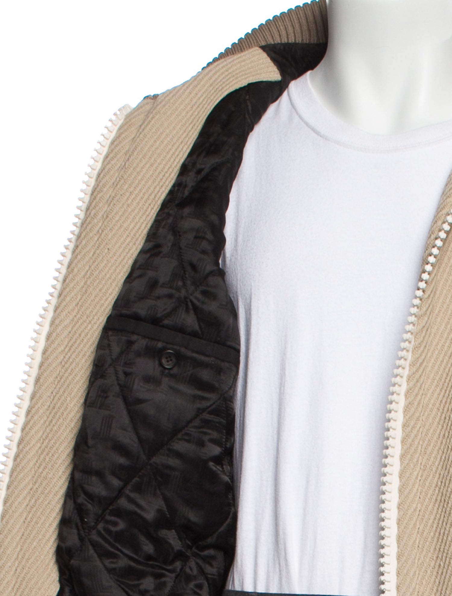 Virgin Wool Colorblock Pattern Bomber Jacket