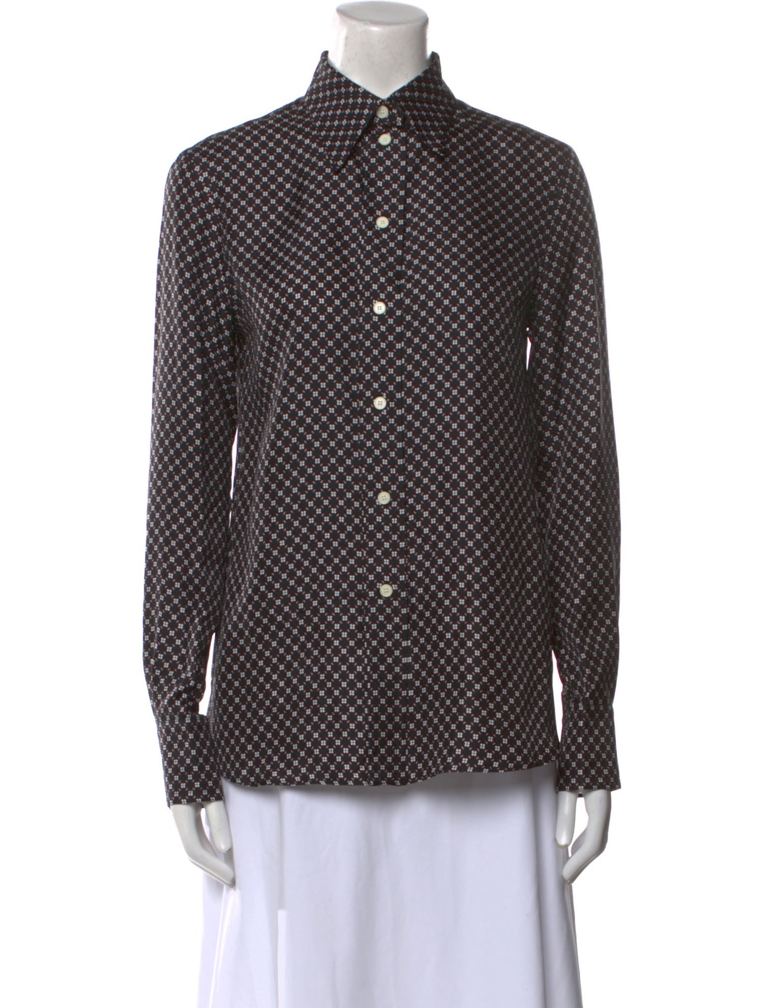 Lanvin Silk Printed Button-Up Top