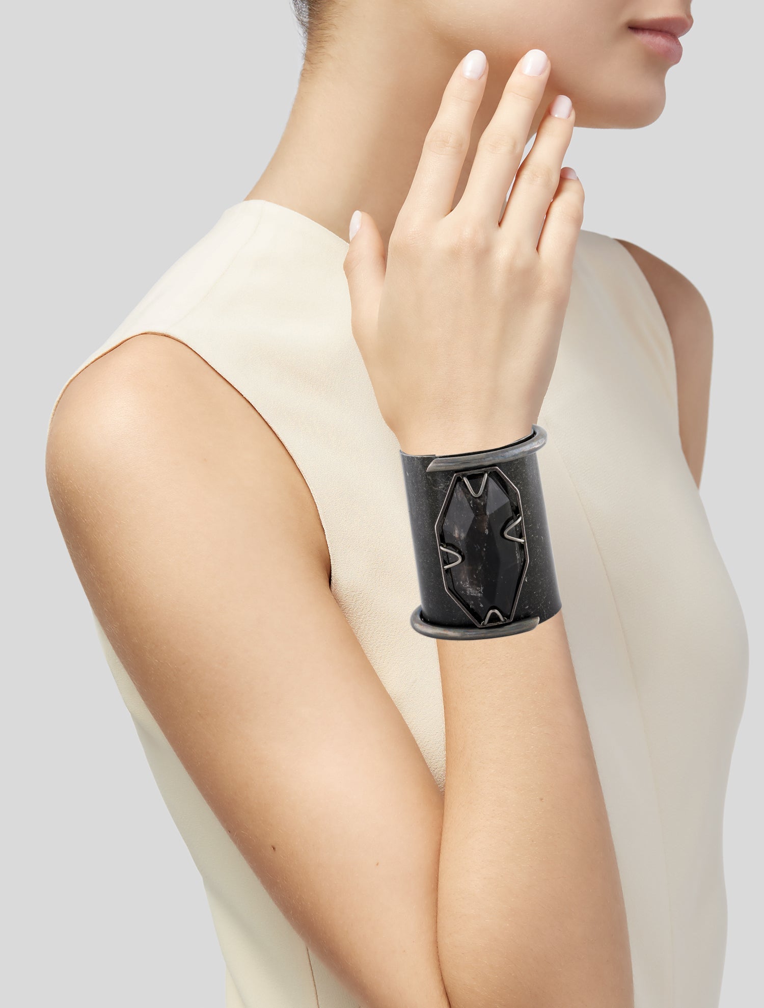 Lanvin Stone Wide Cuff Bracelet