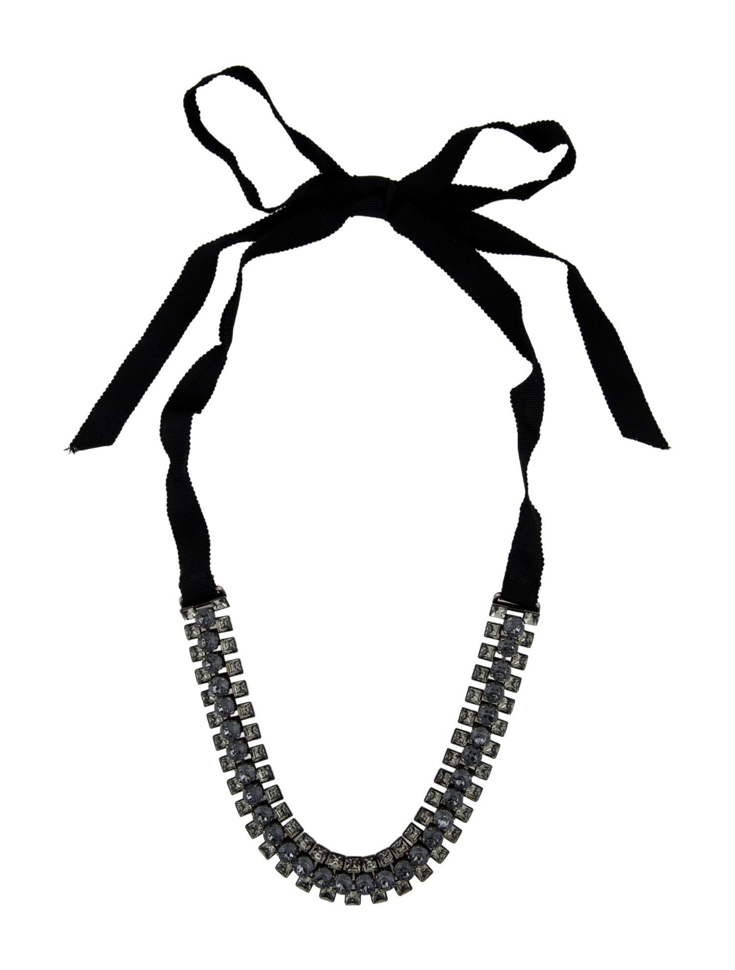 Lanvin Crystal & Ribbon Collar Necklace