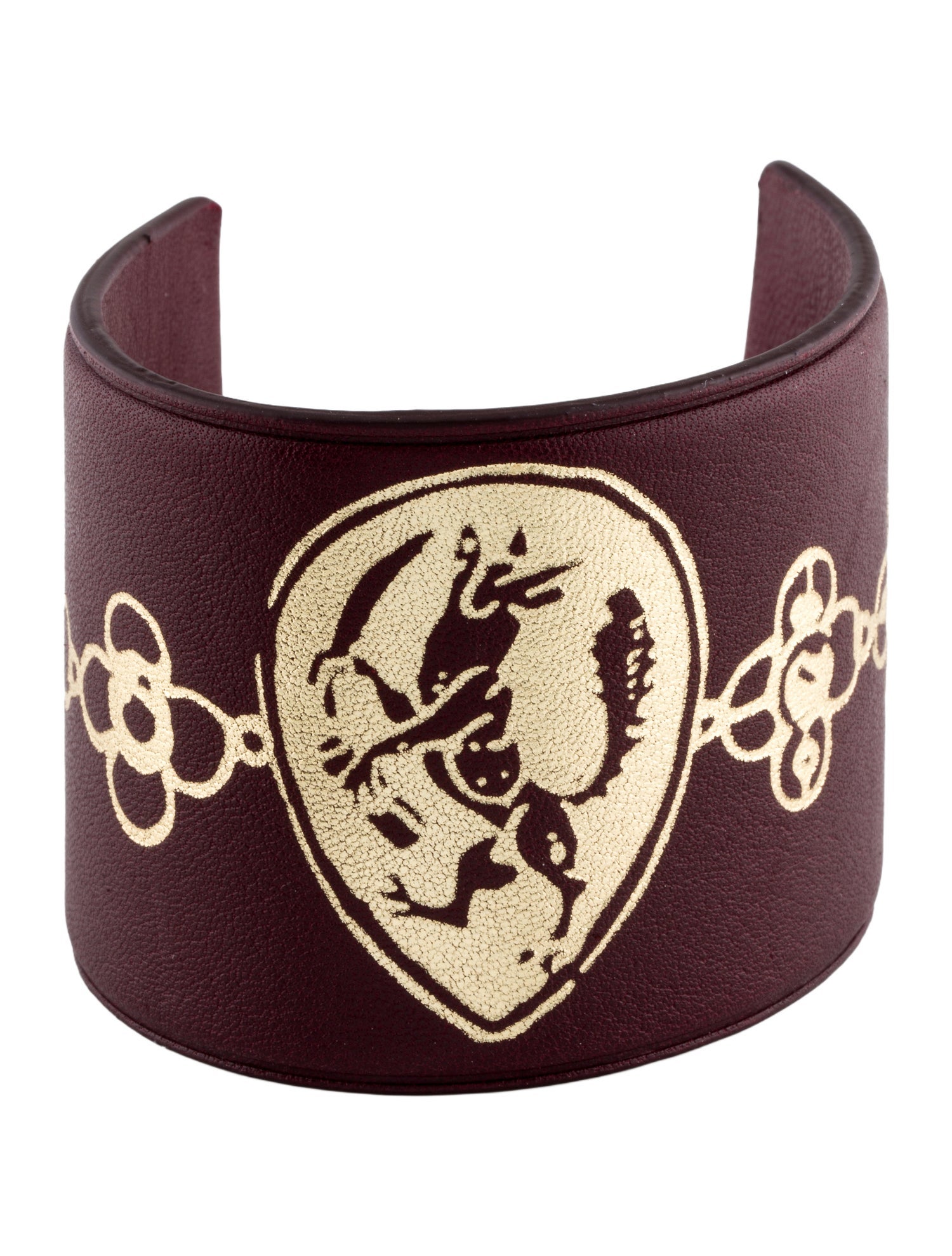 Lanvin Large Printed Leather Wrap Bracelet