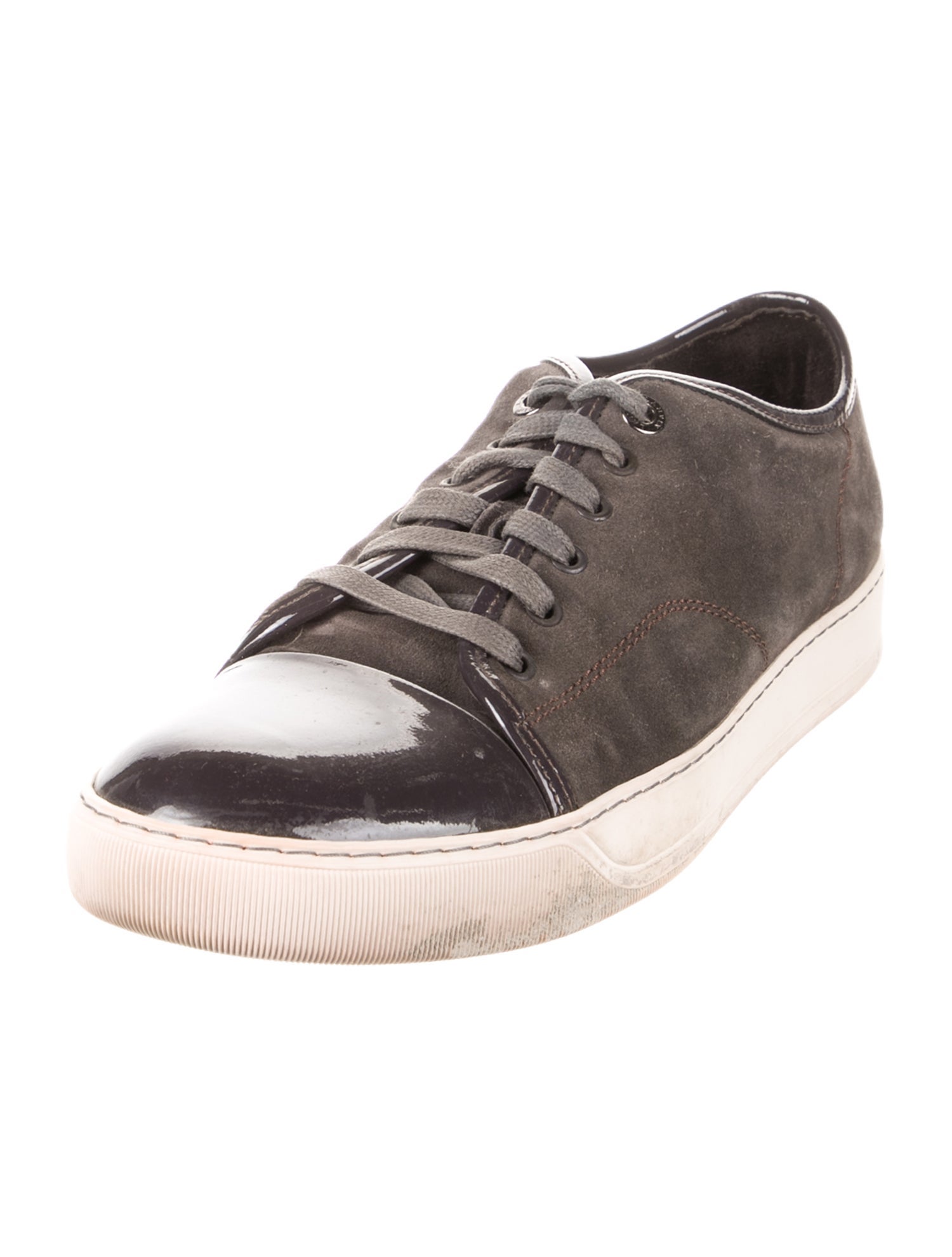 Lanvin Suede Colorblock Pattern Sneakers