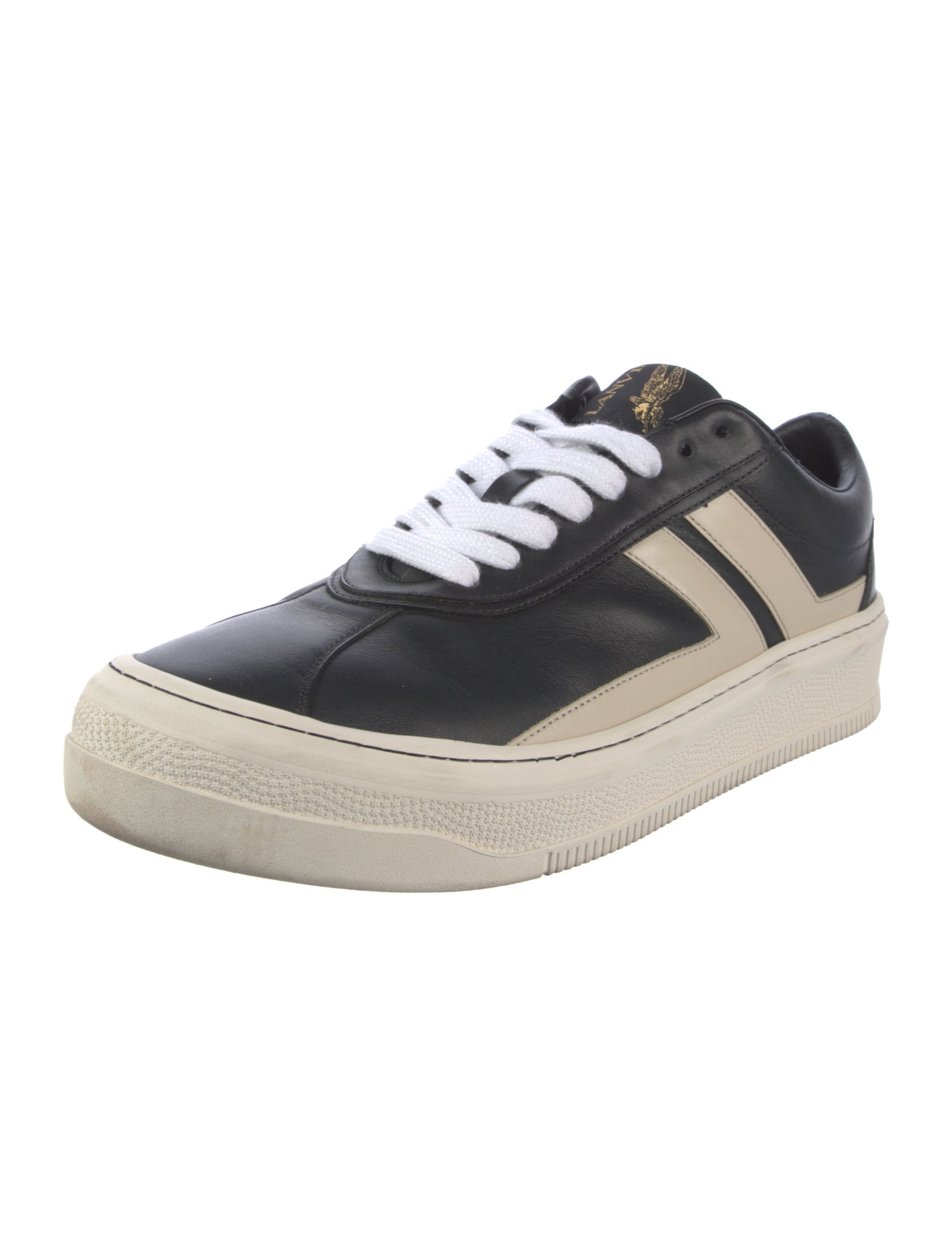 Lanvin Leather Colorblock Pattern Sneakers