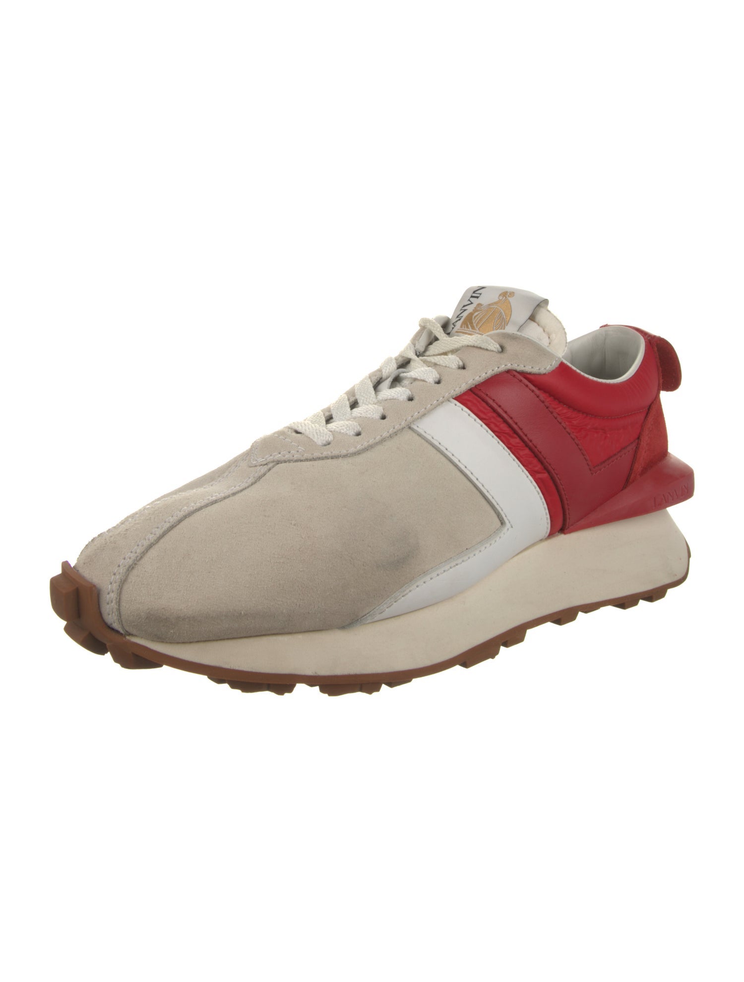 Lanvin Suede Colorblock Pattern Athletic Sneakers
