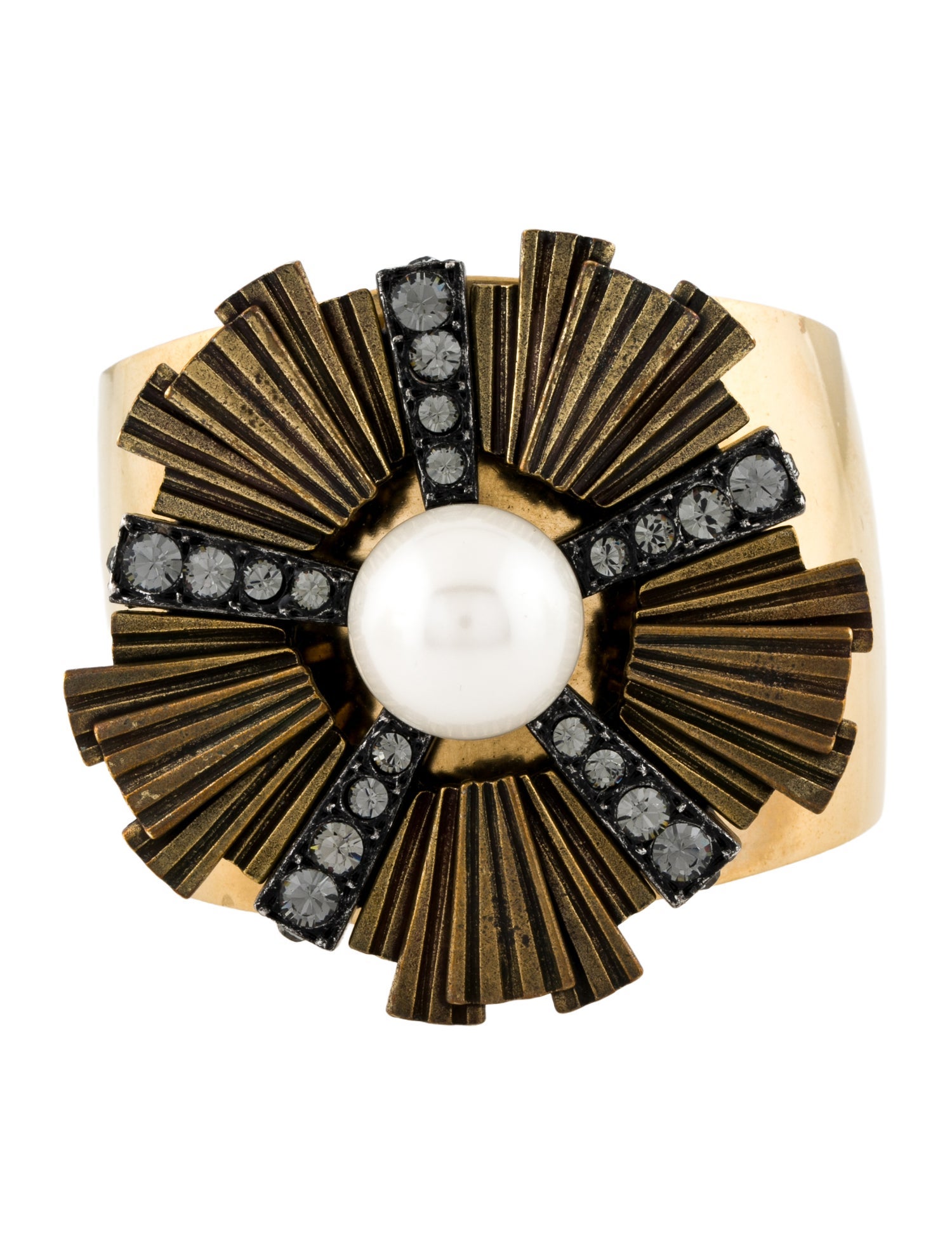 Lanvin Faux Pearl & Crystal Sunburst Cuff