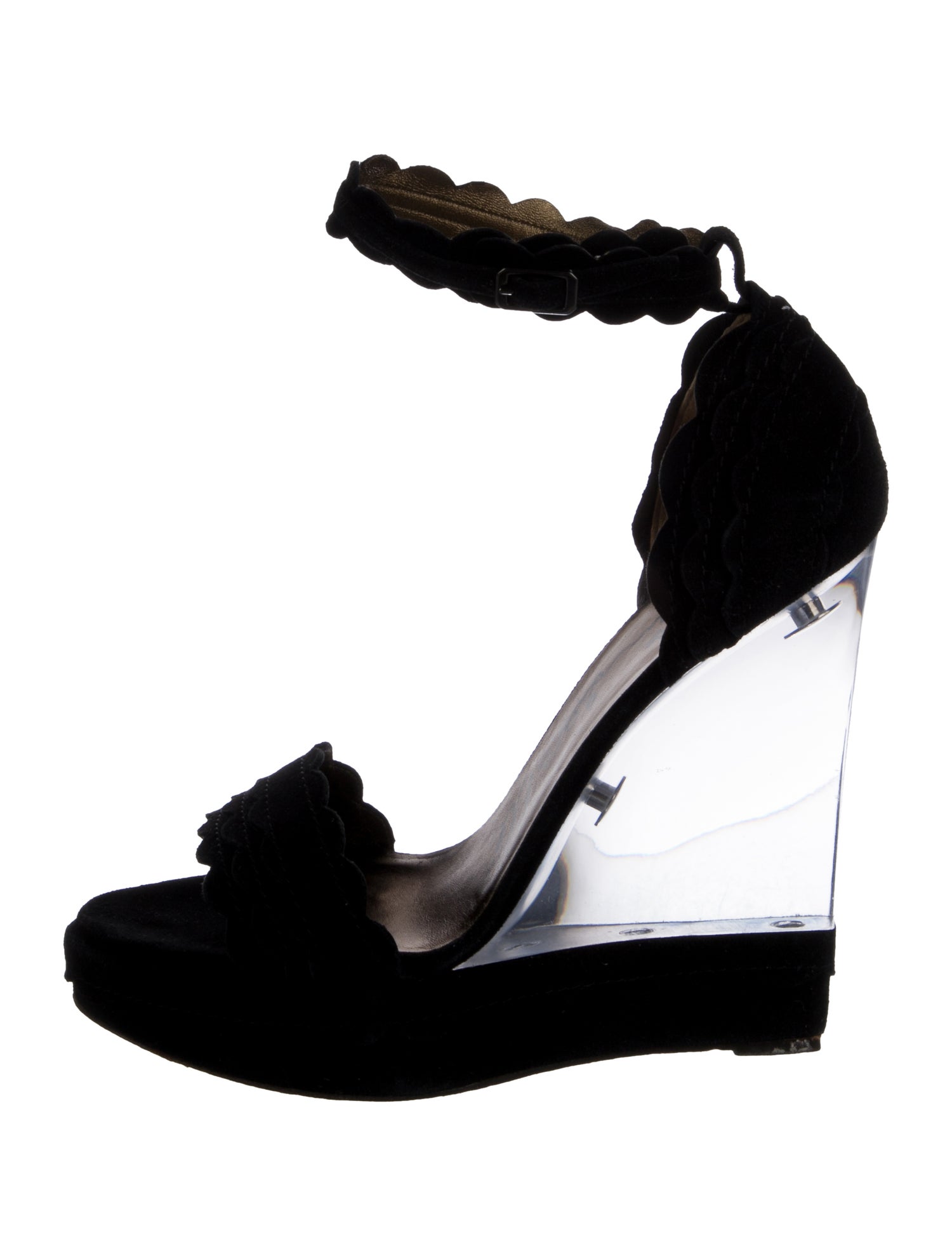 Lanvin Suede Scalloped Accent Sandals