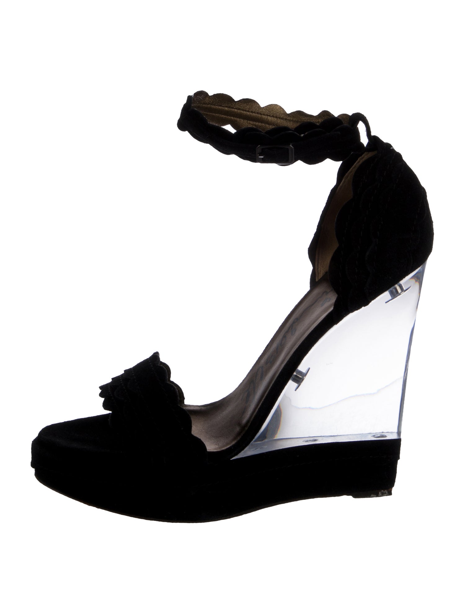 Lanvin Suede Scalloped Accent Sandals