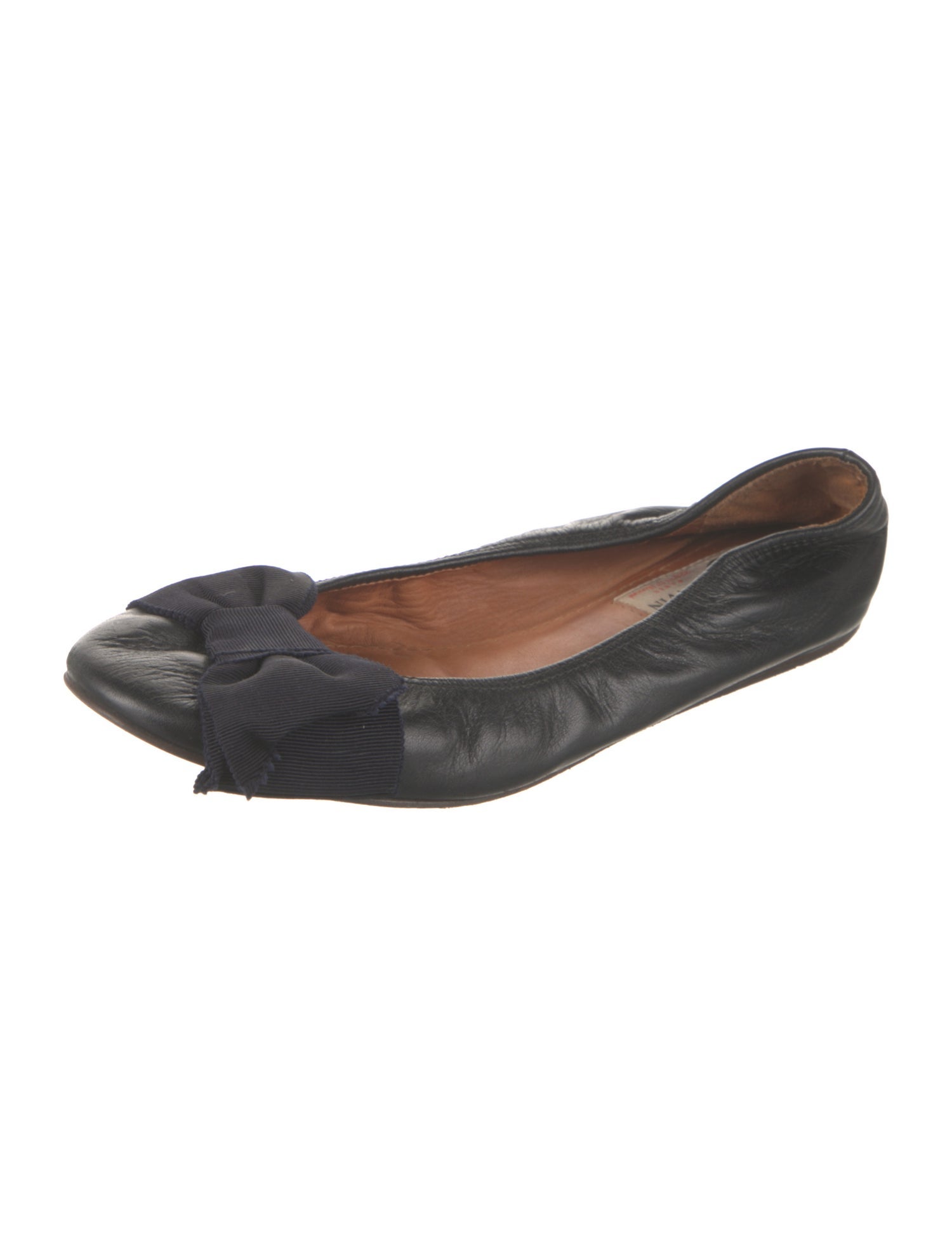 Lanvin Leather Bow Accents Ballet Flats