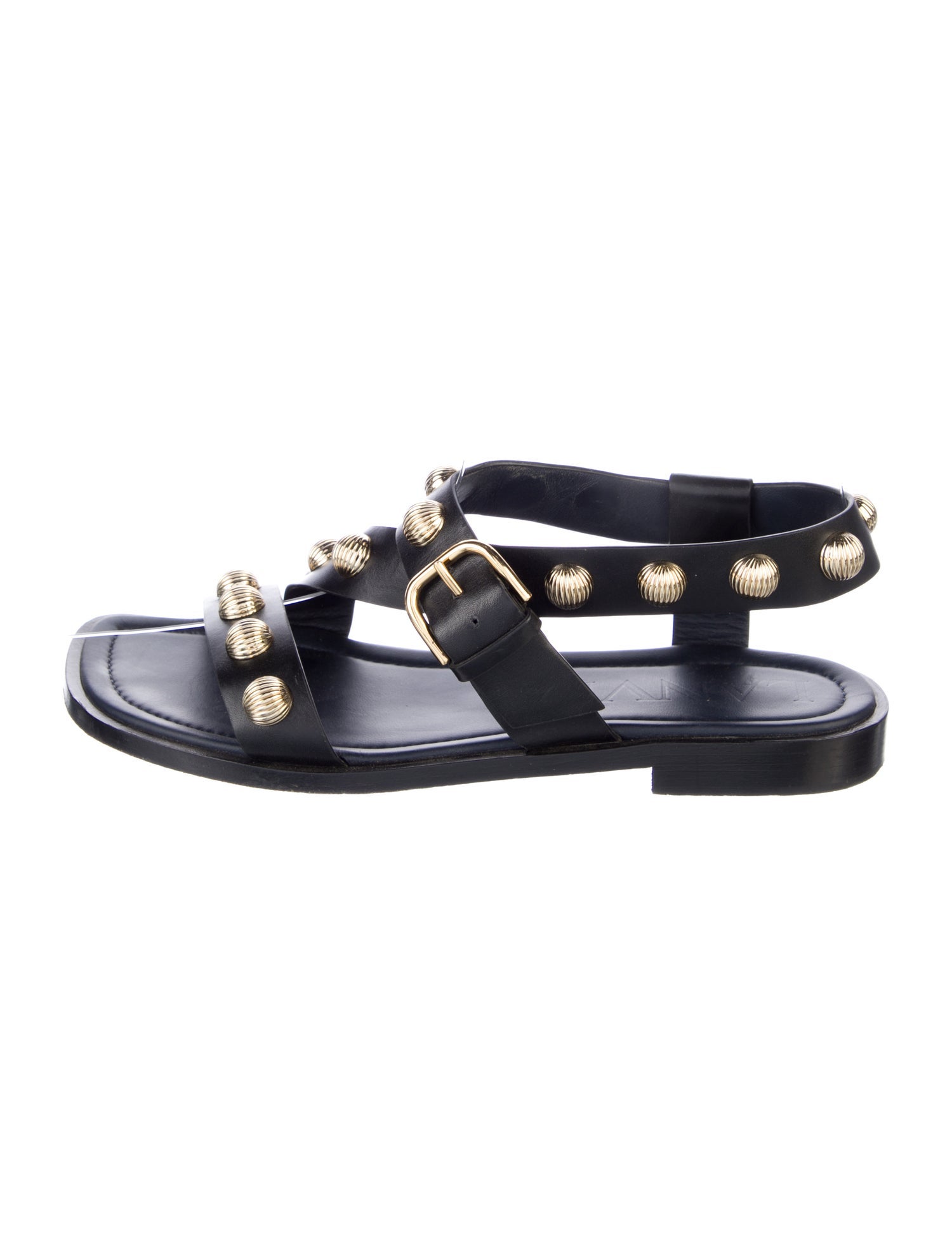 Lanvin Leather Studded Accents Slingback Sandals
