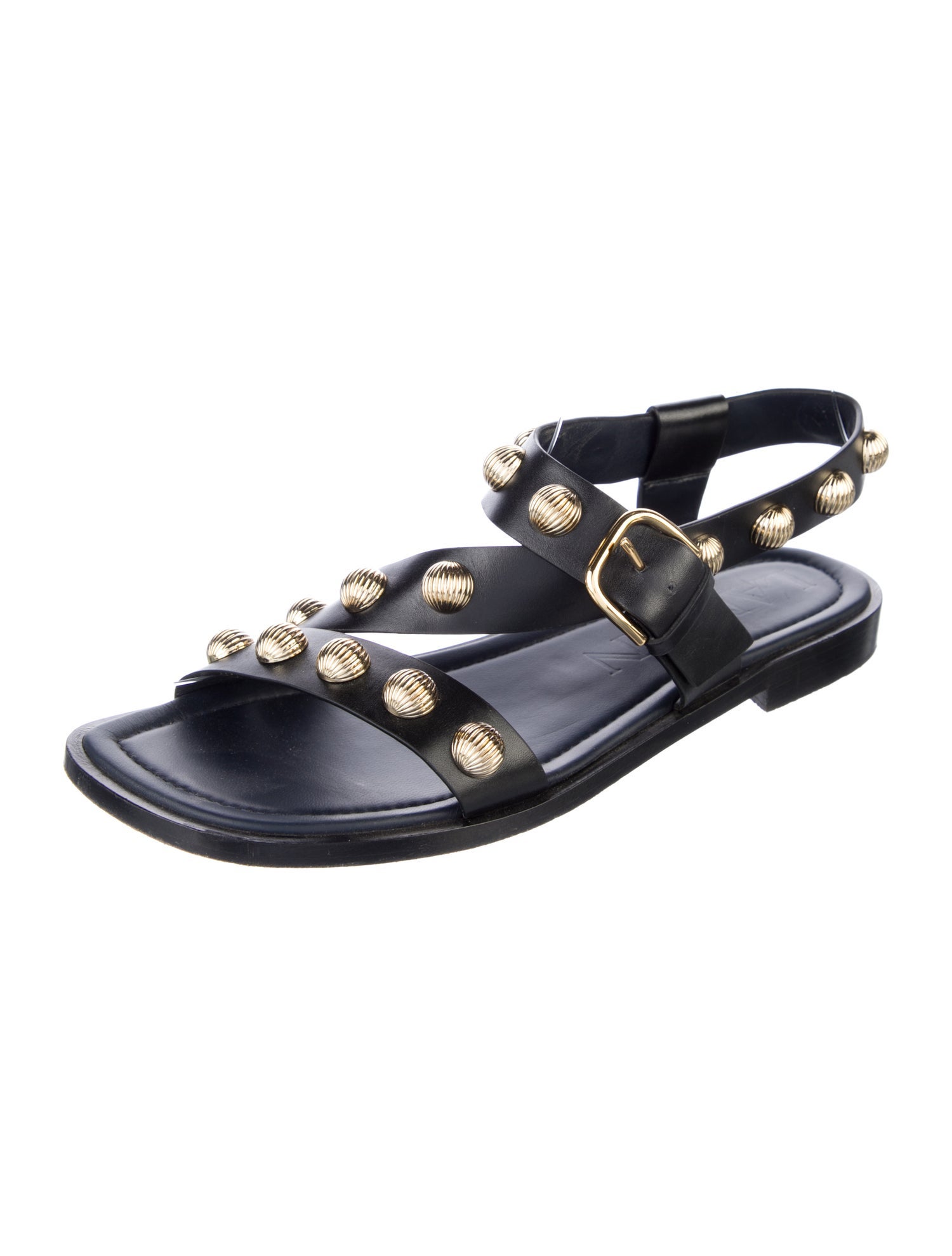 Lanvin Leather Studded Accents Slingback Sandals