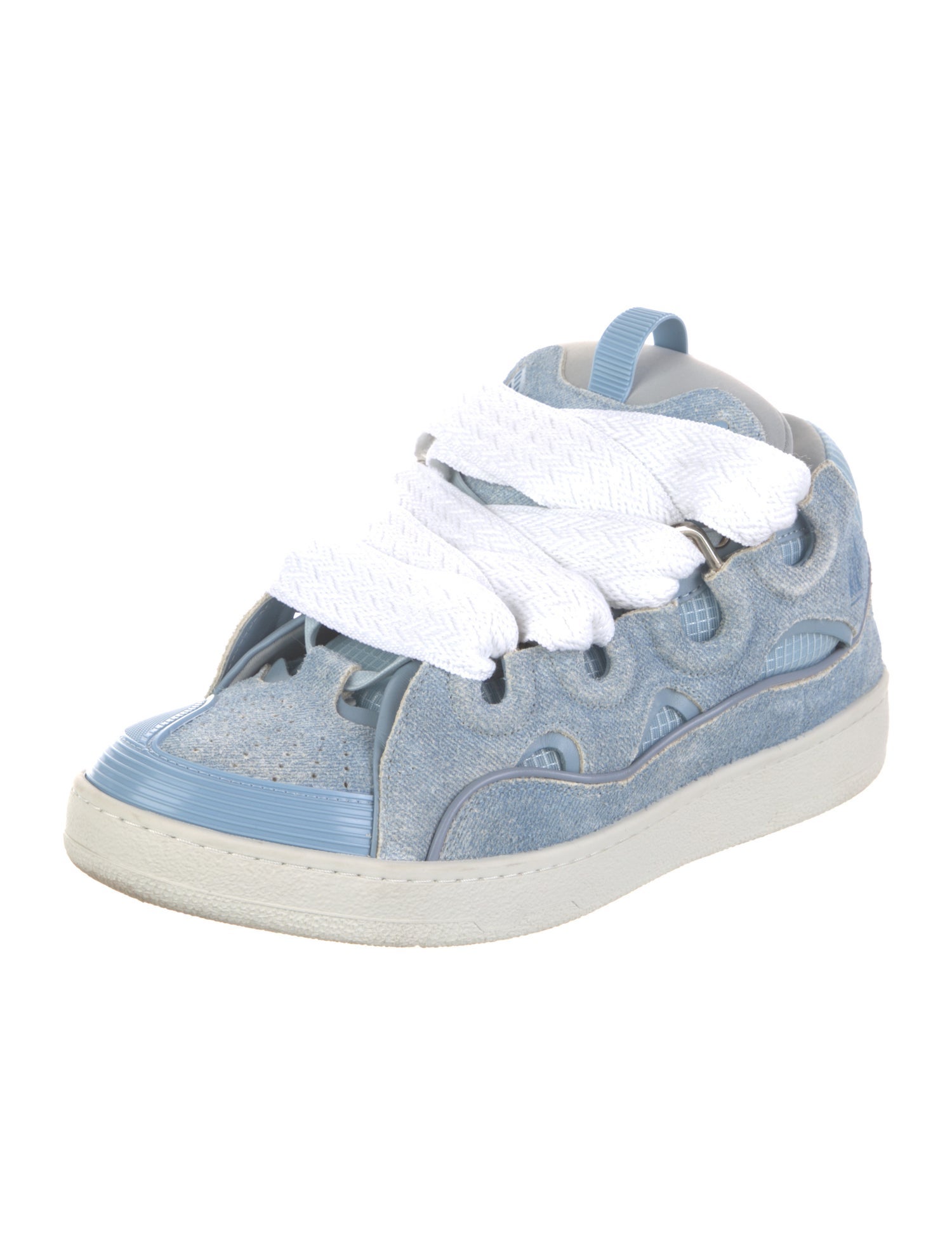 Lanvin Leather Plaid Print Sneakers