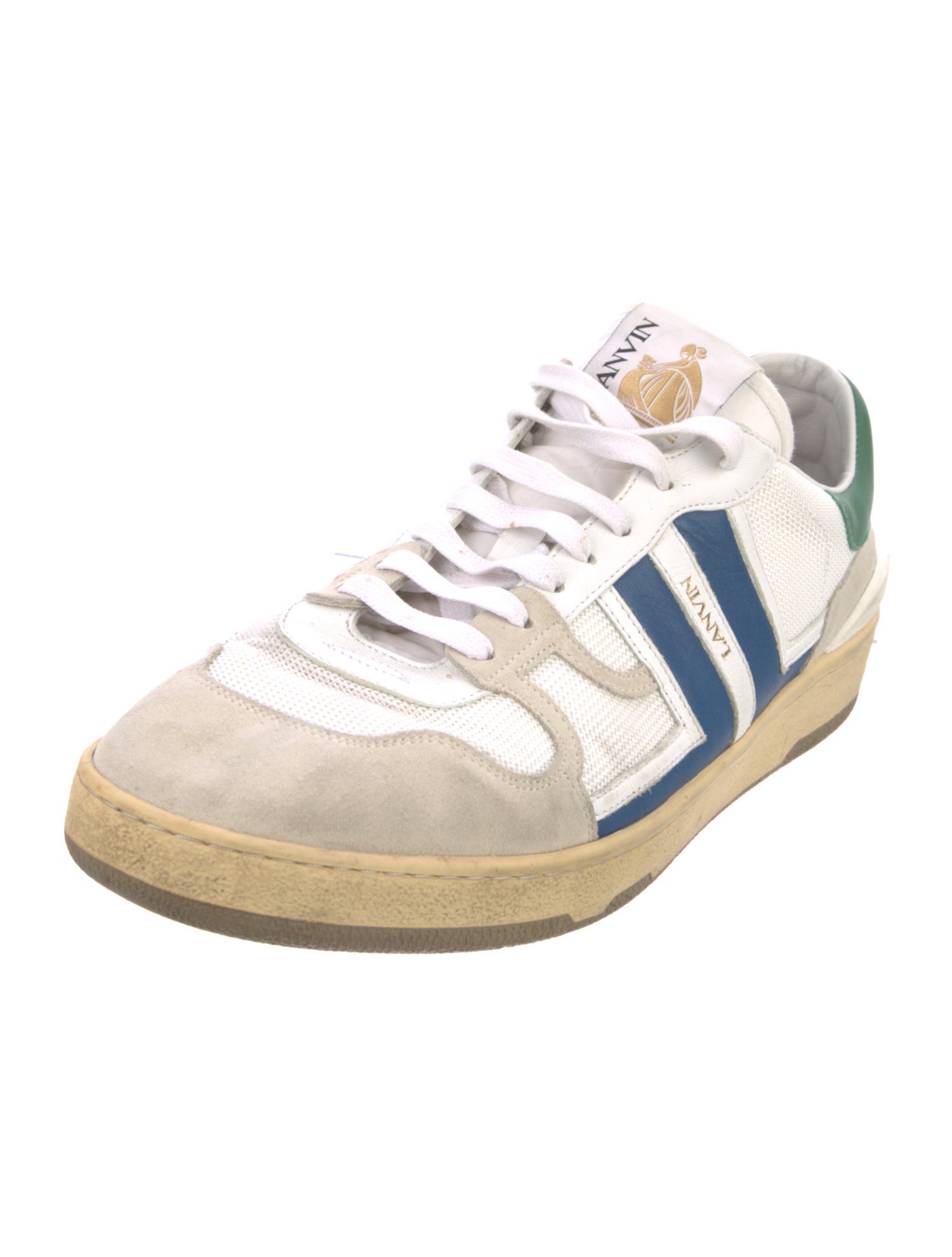 Lanvin Suede Colorblock Pattern Sneakers