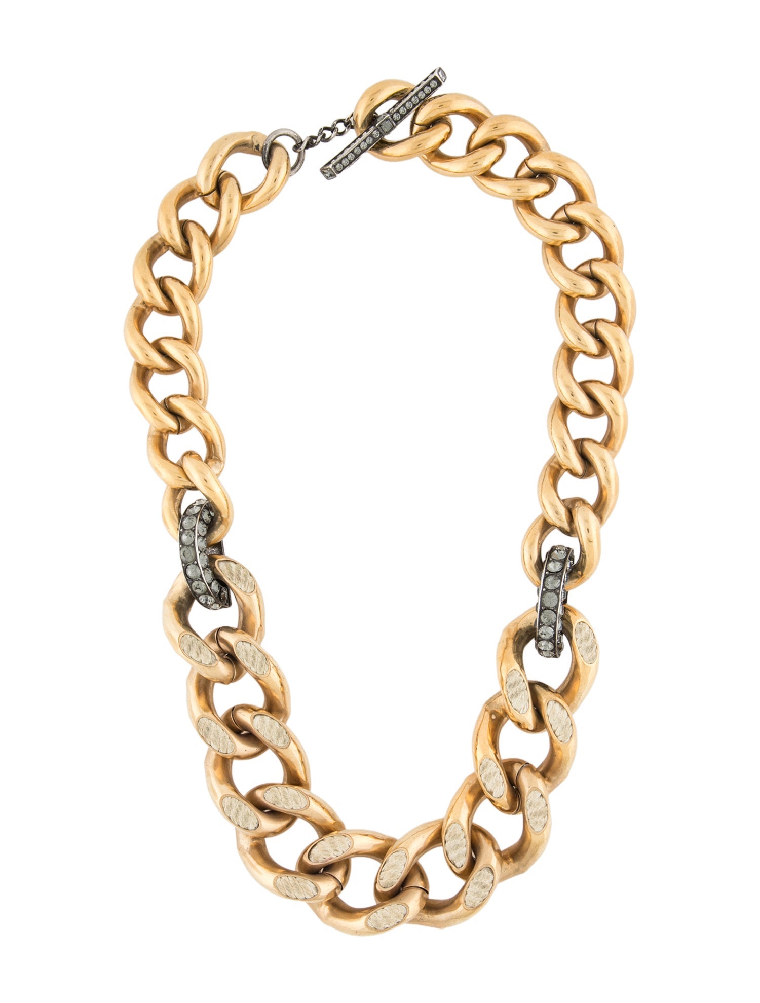 Lanvin Two-Tone Crystal & Cord Link Toggle Necklace