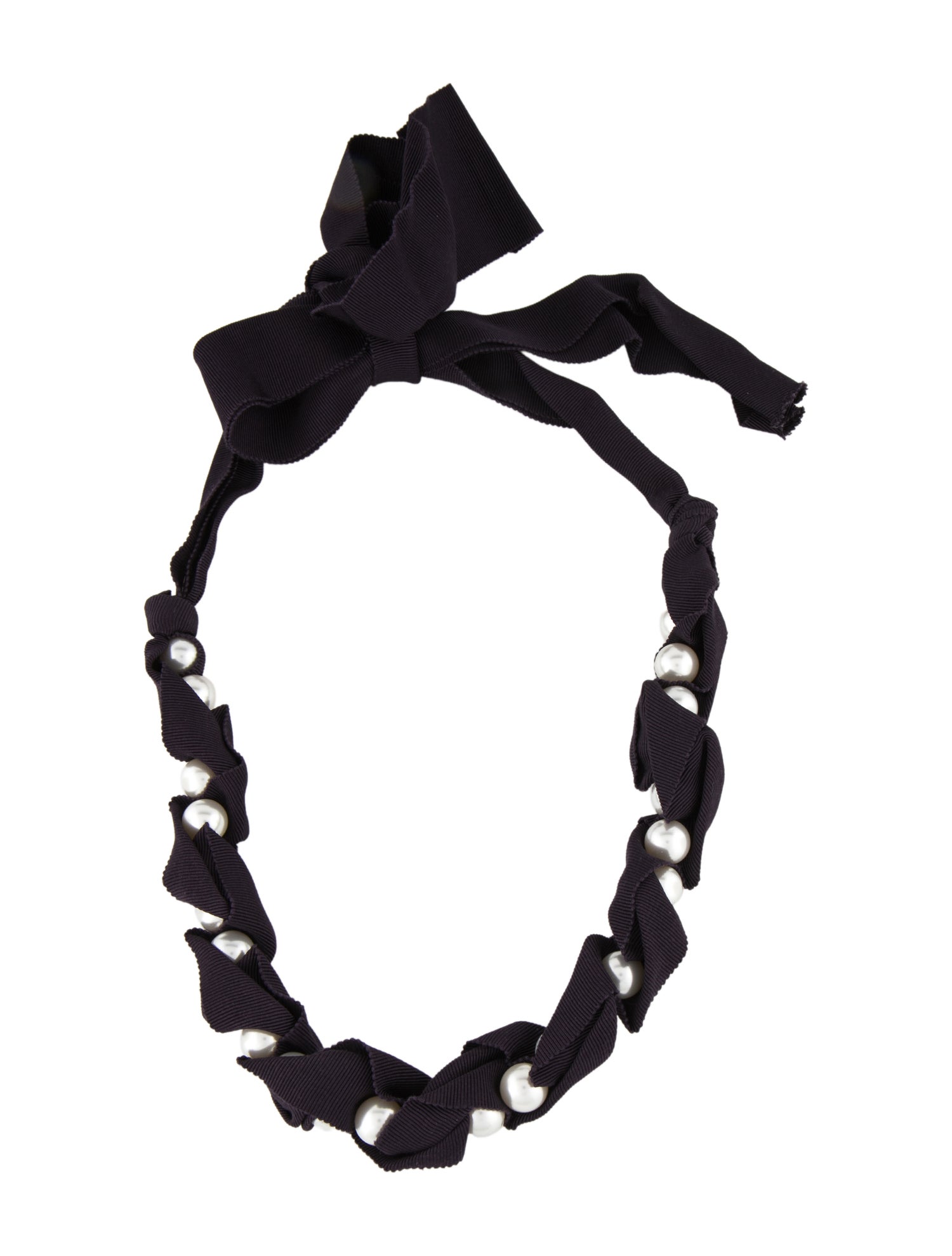Lanvin Faux Pearl & Ribbon Collar Necklace