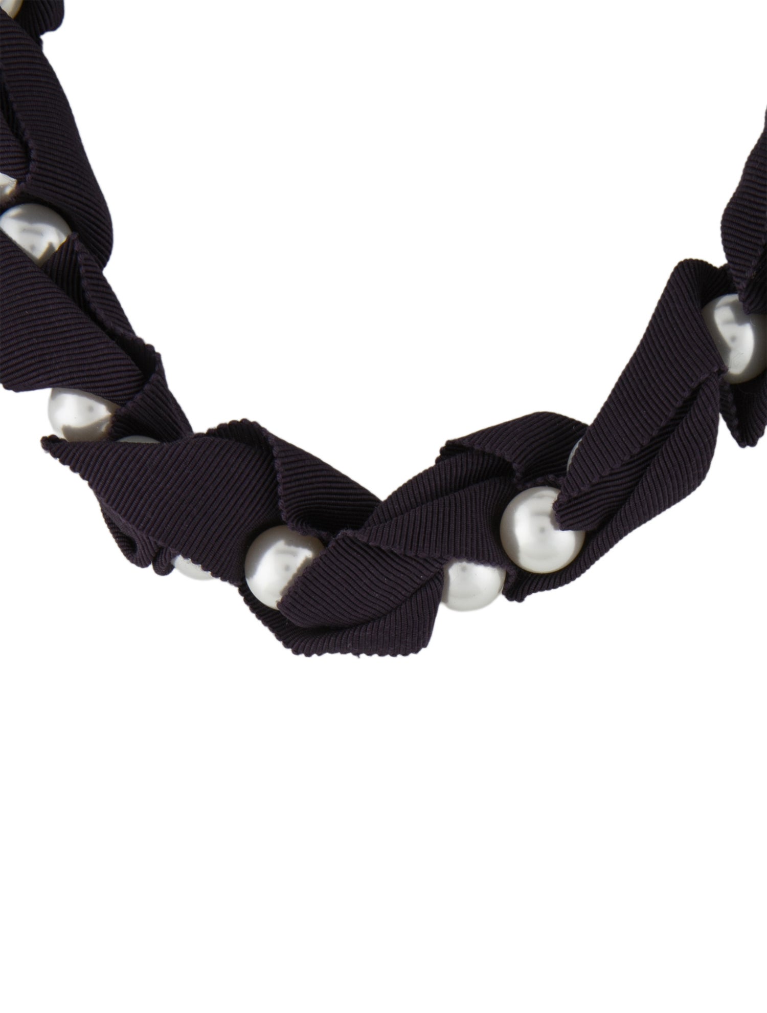 Lanvin Faux Pearl & Ribbon Collar Necklace