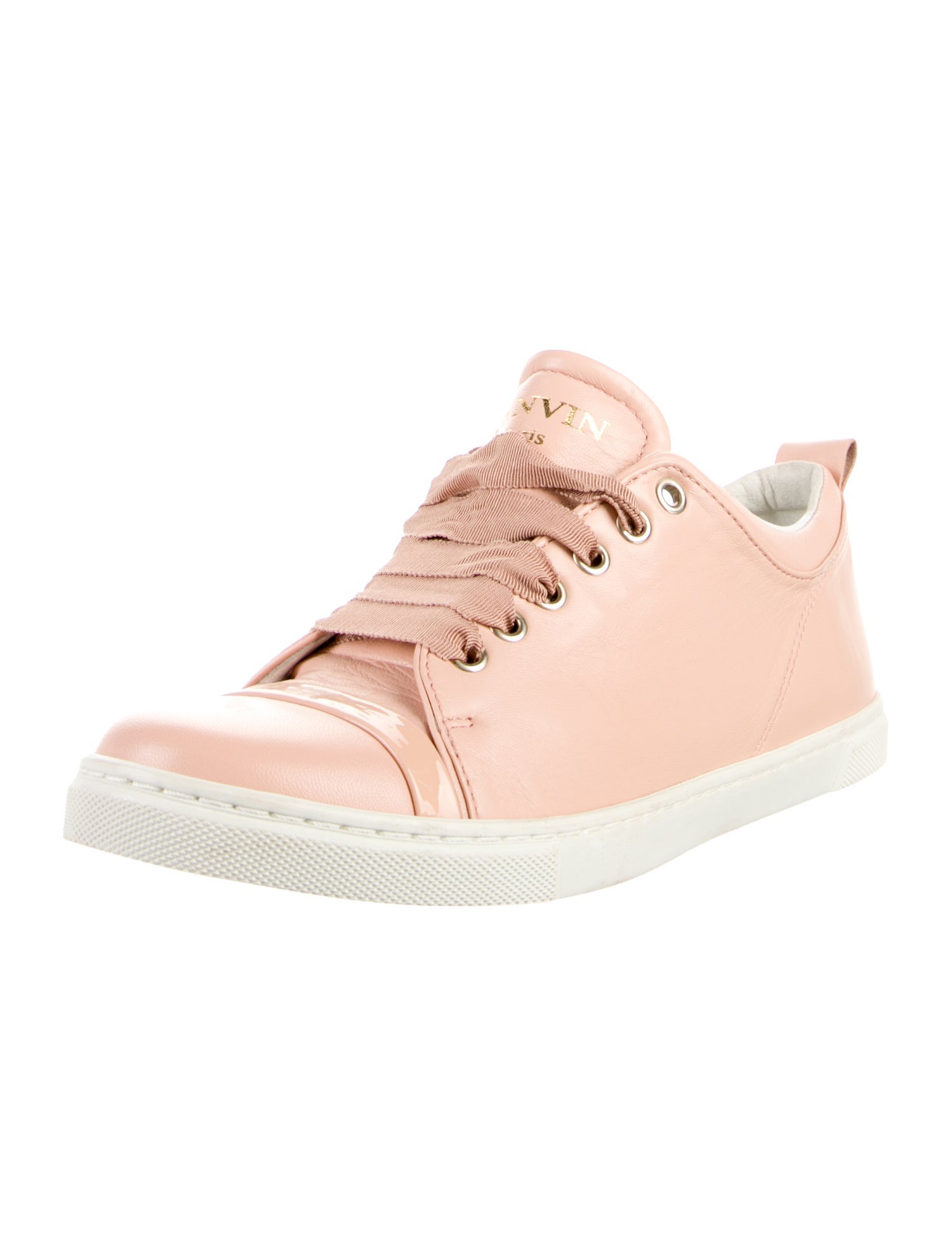 Lanvin Leather Grosgrain Trim Sneakers
