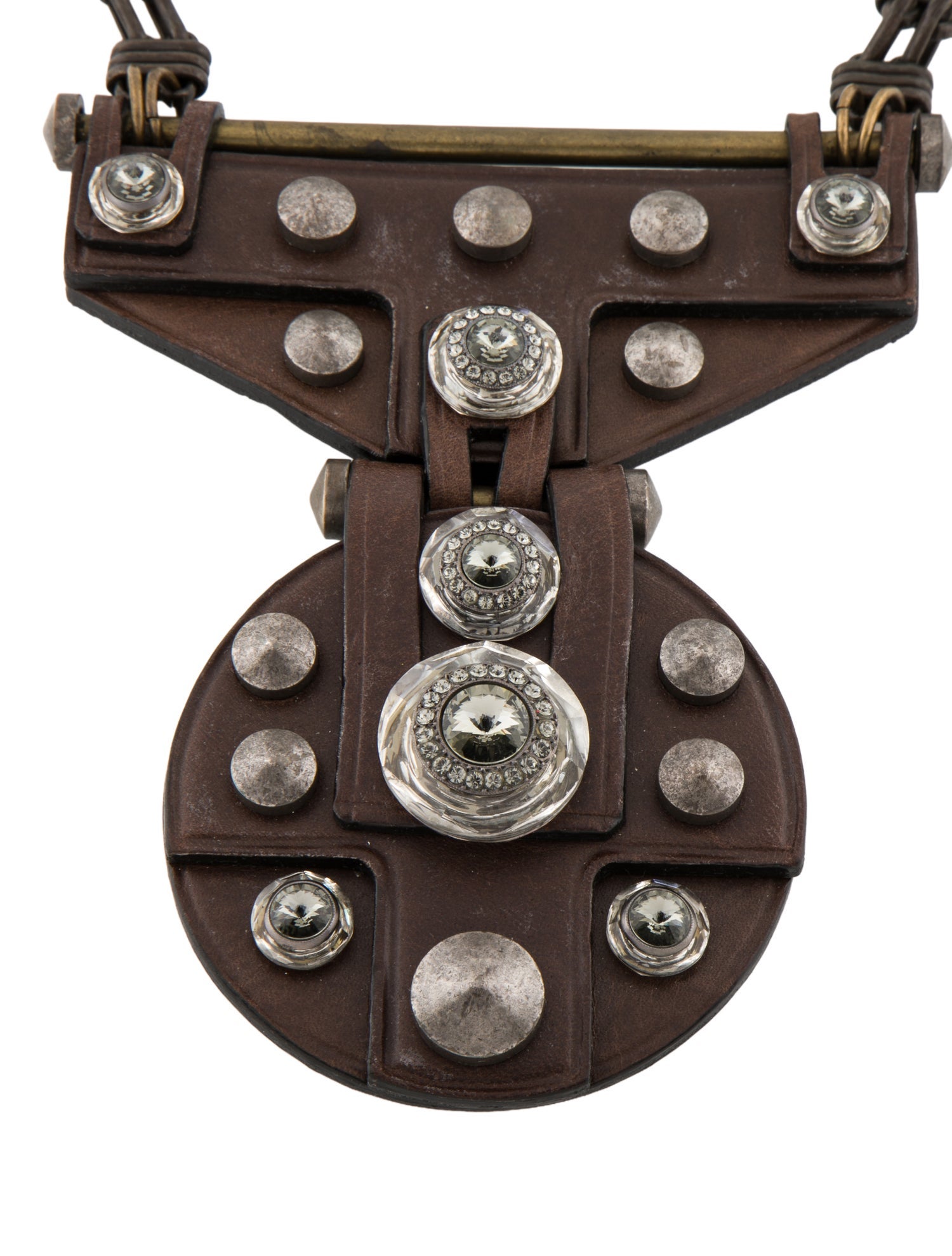 Lanvin Leather & Crystal Collar Necklace