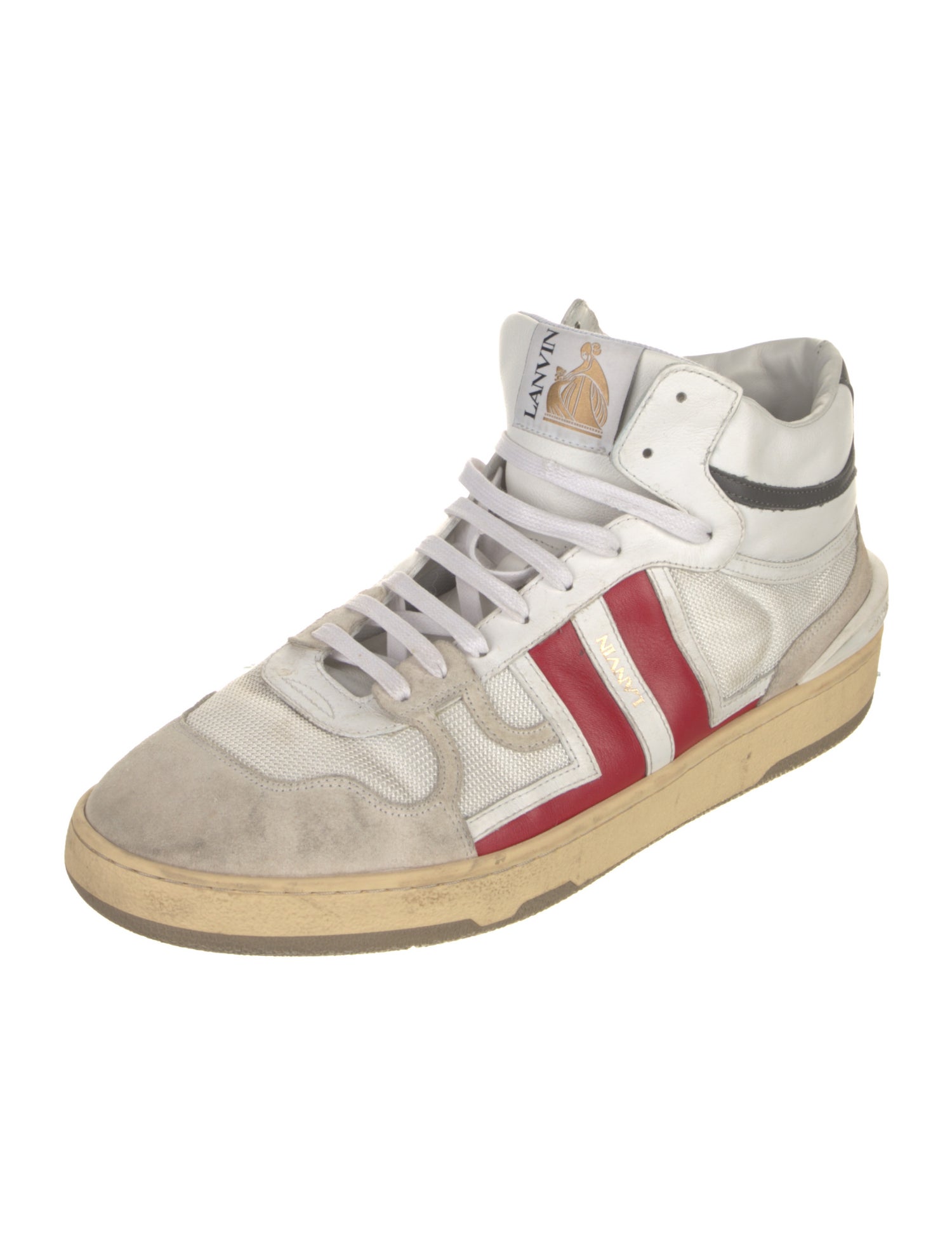Lanvin Leather Colorblock Pattern Sneakers