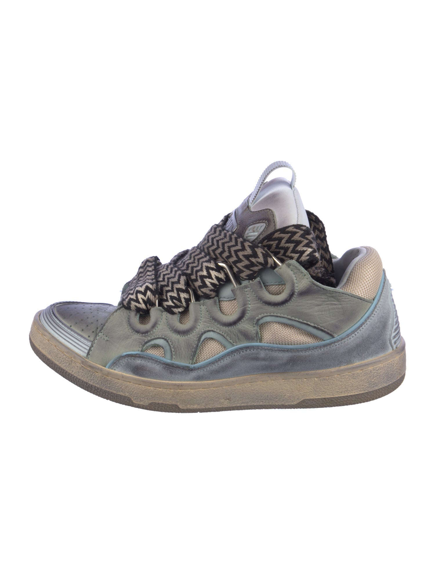 Lanvin Leather Colorblock Pattern Sneakers