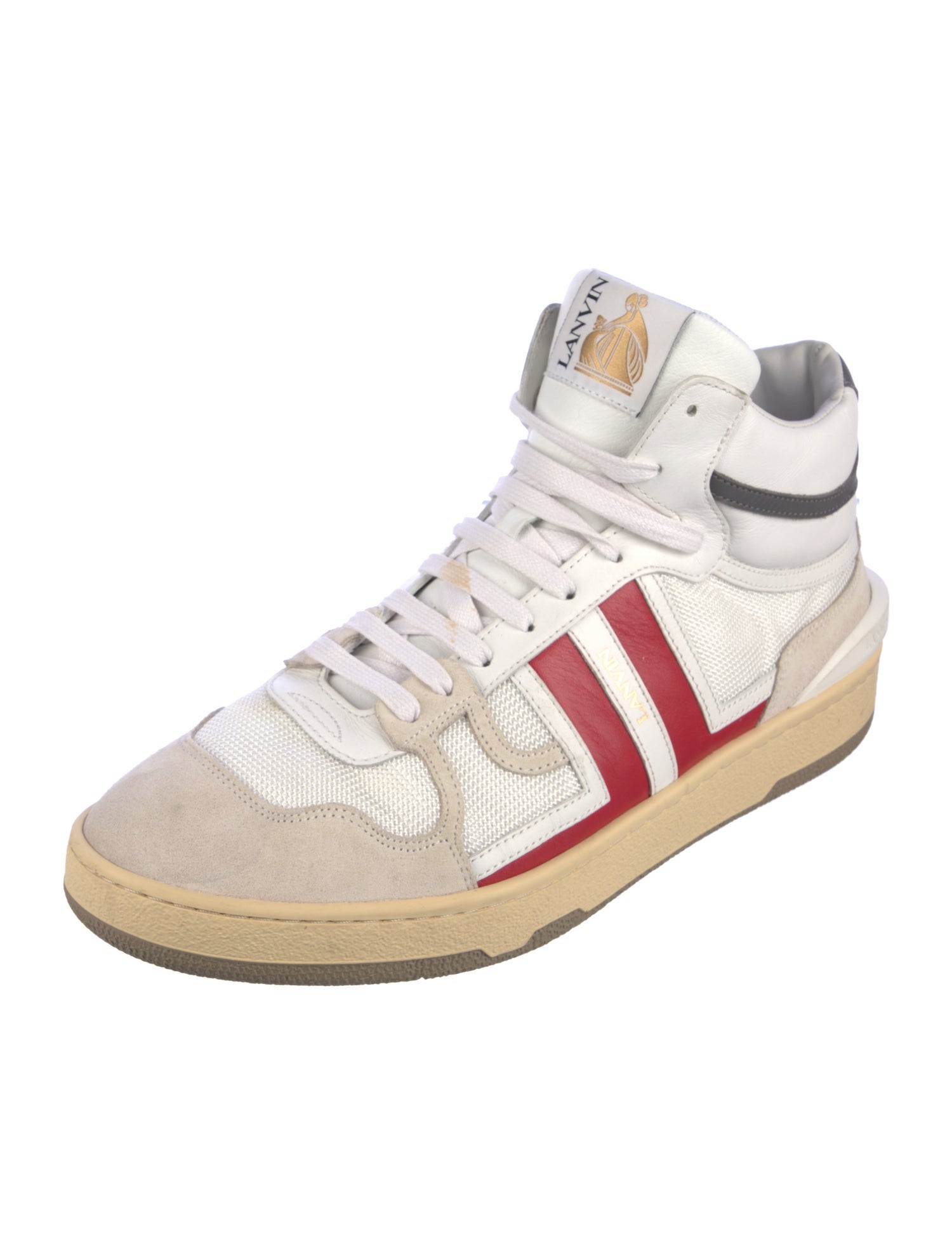 Lanvin Leather Colorblock Pattern Sneakers
