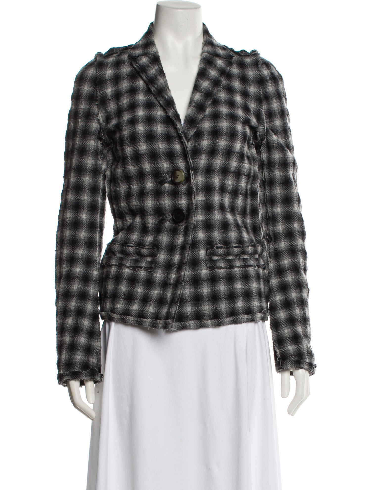 Lanvin Wool Plaid Print Blazer